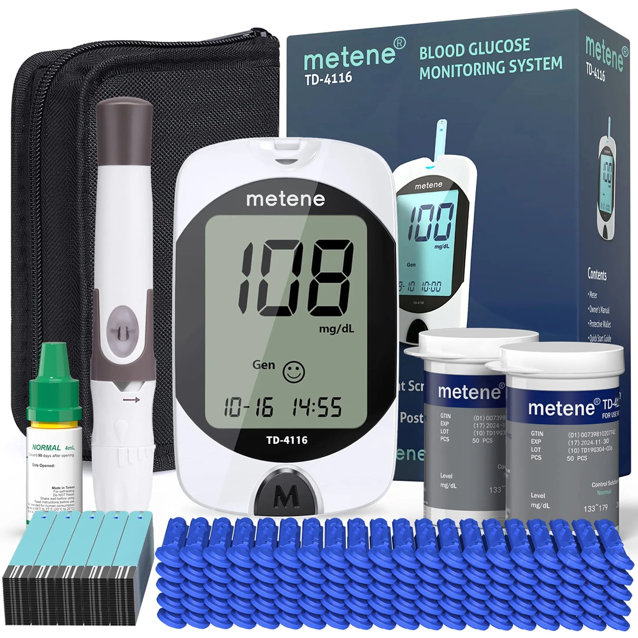 Metene TD-4116 Blood Glucose Monitor Kit, 100 Glucometer Strips Metene Au supplements