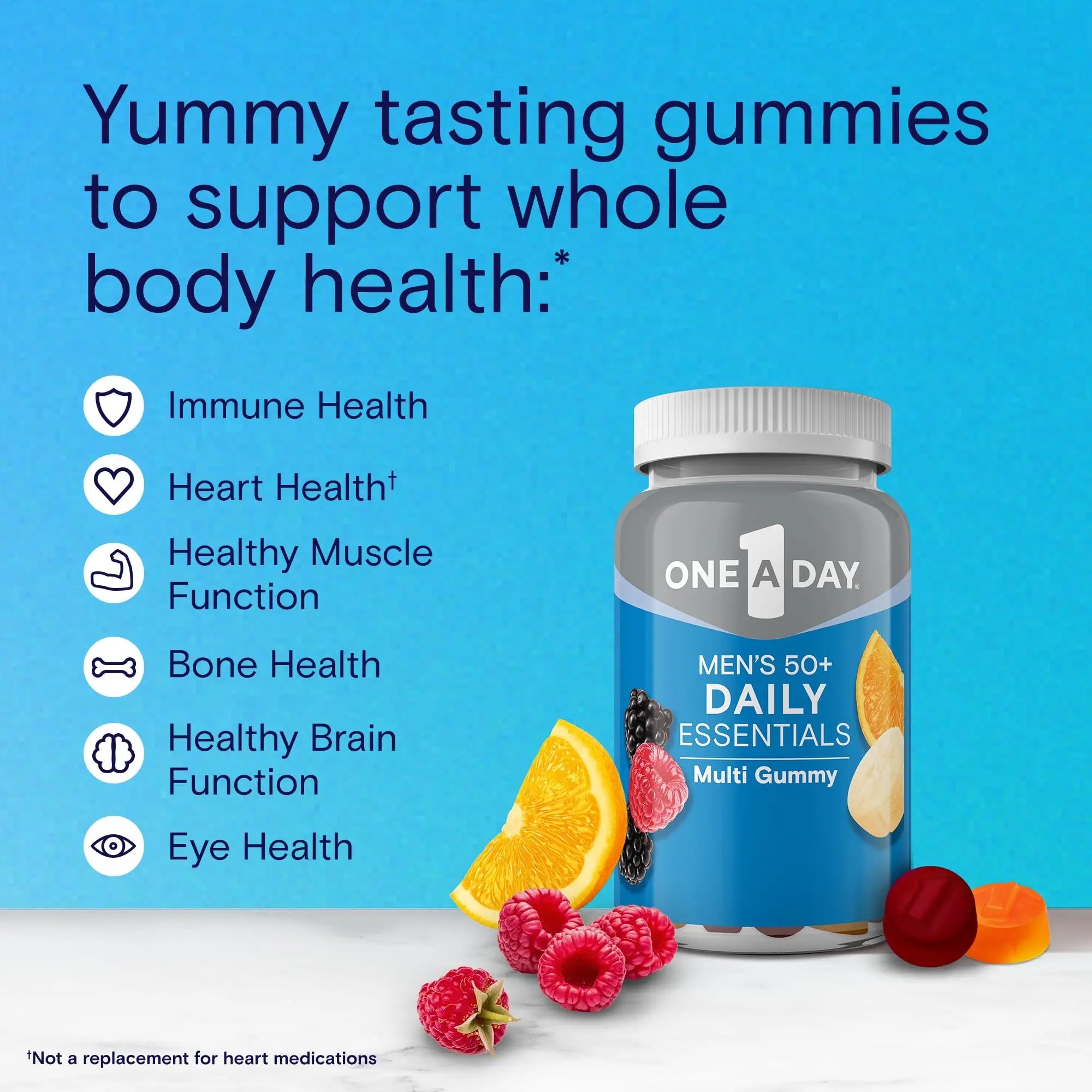 One A Day Men’s 50+ Daily Essentials Multivitamin Gummies, Multivitamin for Men Over 50, Fruit Medley Flavor, 120 Gummies ONE A DAY Au supplements