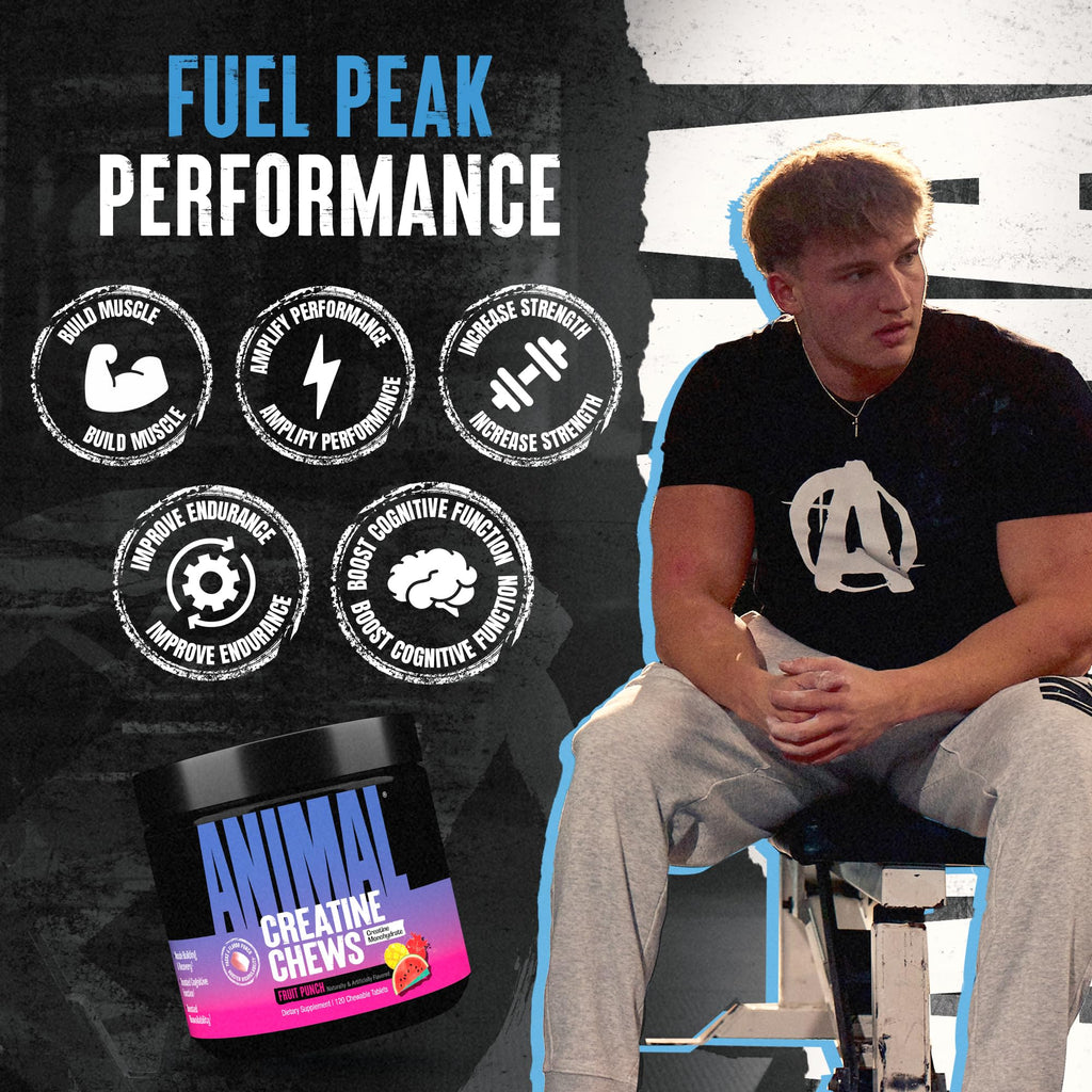 Animal Creatine Chews Tablets - Enhanced Creatine Monohydrate with AstraGin to Improve Absorption, Sea Salt for Added Pumps