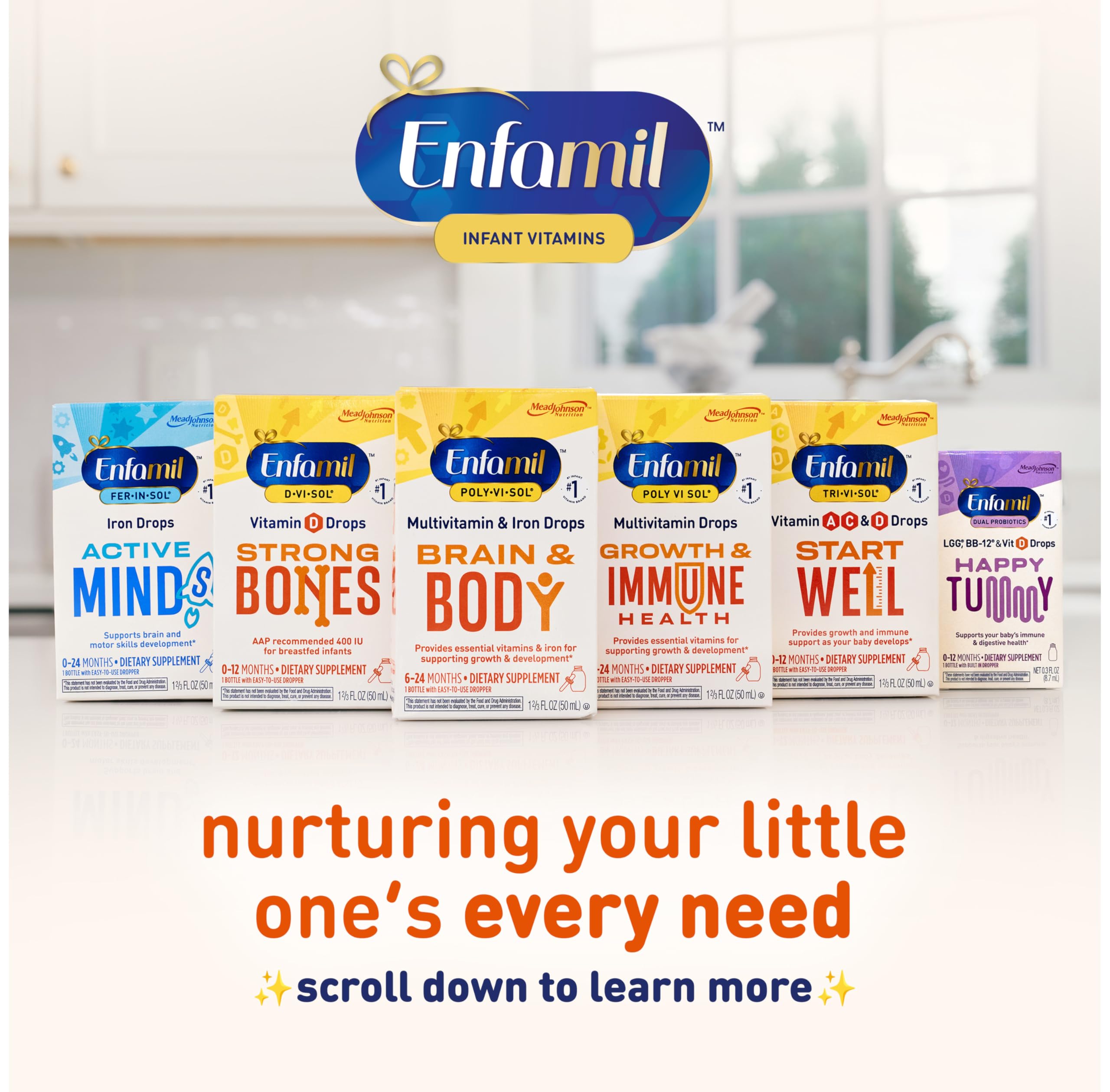 Enfamil Baby Vitamin D-Vi-Sol Liquid Supplement Drops for Infants, Supporting Strong Teeth & Bones in Newborn Babies, Easy-to-Use