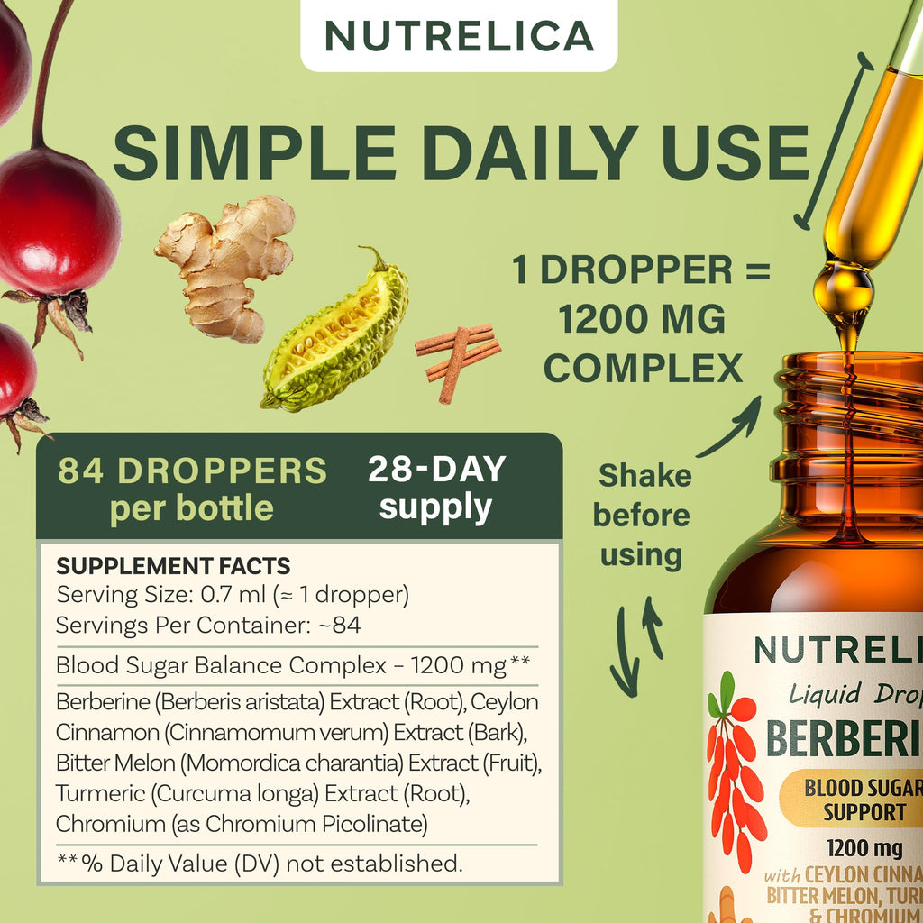Berberine with Ceylon Cinnamon, Bitter Melon, Turmeric & Chromium – Blood Sugar Balance & Glucose Metabolism