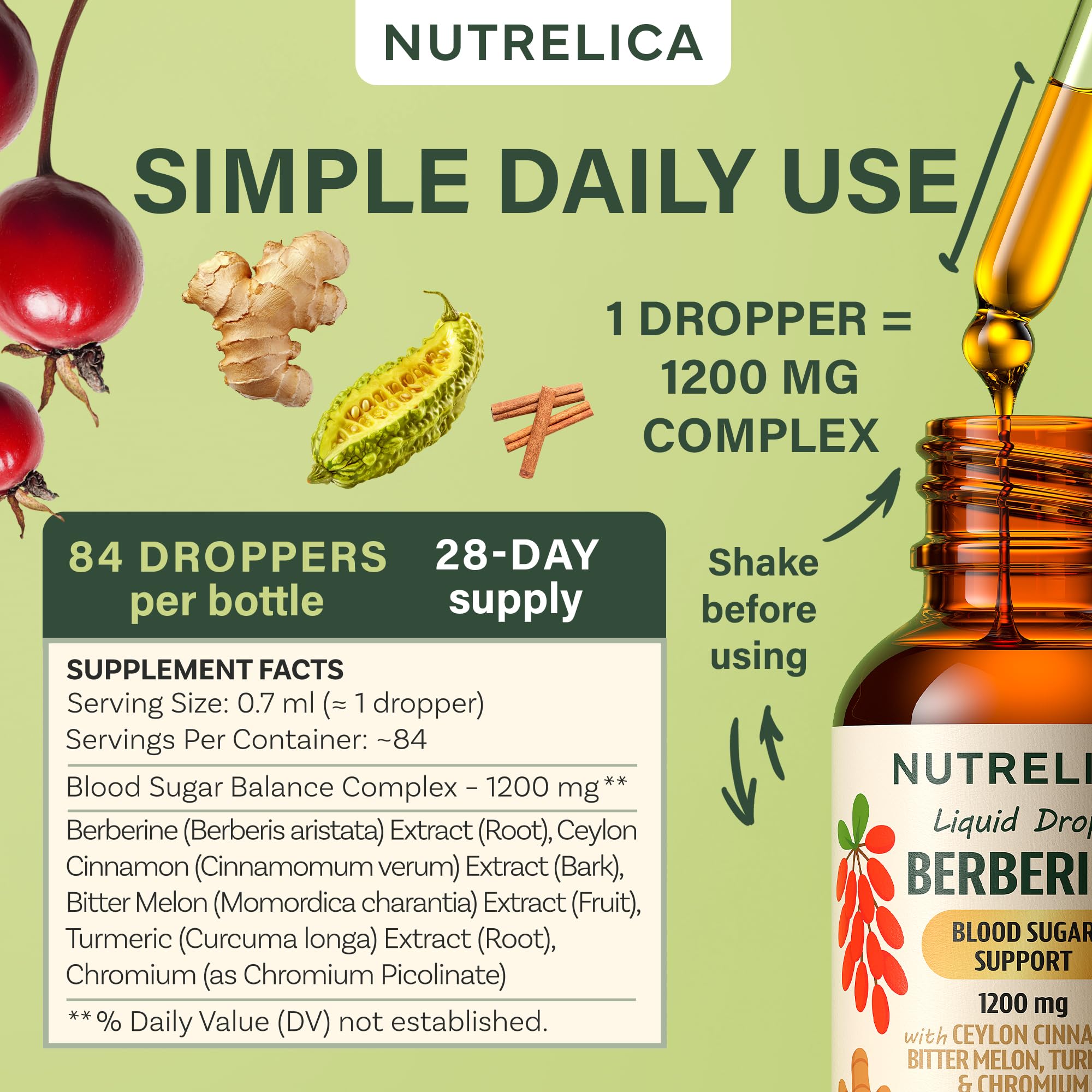 Berberine with Ceylon Cinnamon, Bitter Melon, Turmeric & Chromium – Blood Sugar Balance & Glucose Metabolism