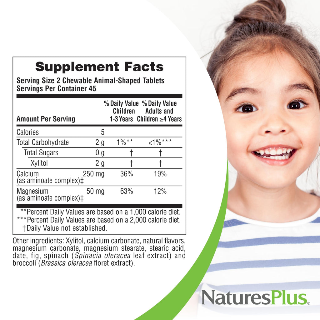 NaturesPlus Animal Parade Sugar-Free Children's Calcium, Vanilla Sundae Flavor - 90 Chewable Animal Shaped Tablets, Pack of 2 - Magnesium for Bone Health - Gluten Free - 90 Servings NaturesPlus Au supplements