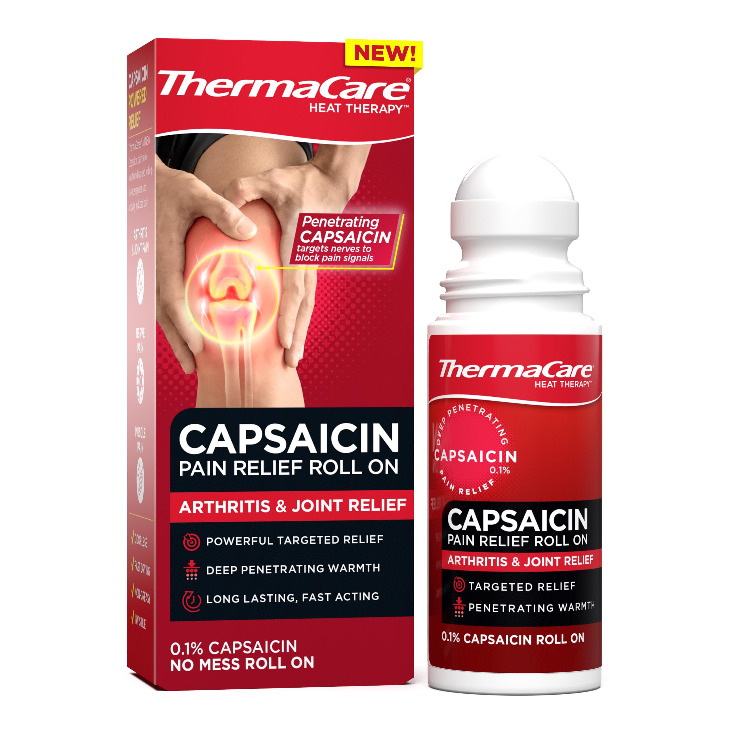 ThermaCare Arthritis Pain Relief Roll-On - Fast-Acting Capsaicin Formula for Joint & Muscle Pain - Soothing Warmth - Mess-Free Application - Targets Stiffness & Discomfort - 2.5 oz ThermaCare Au supplements