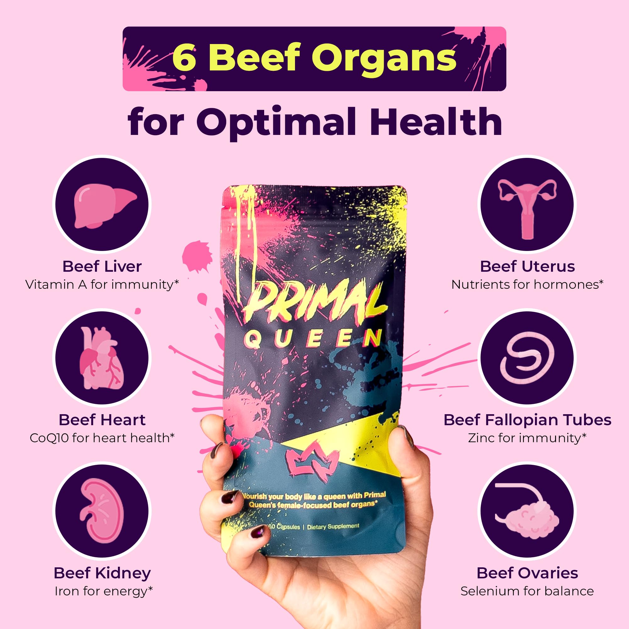 Primal Queen Female-Optimized Beef Organ Superfood Supplement (Beef Liver, Kidney, Heart, & 3 More) - 100% Grass Fed, Pasture Raised - 3rd Party & Clinically Tested Primal Queen Au supplements