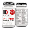 10X Health Optimize Multivitamin for Men - 90 Capsules, Methylated Multivitamin 34 in 1 Formula with 800 mcg of Vitamin B12, 5-MTHF, NAC - Methyl B Complex 10X Health System Au supplements