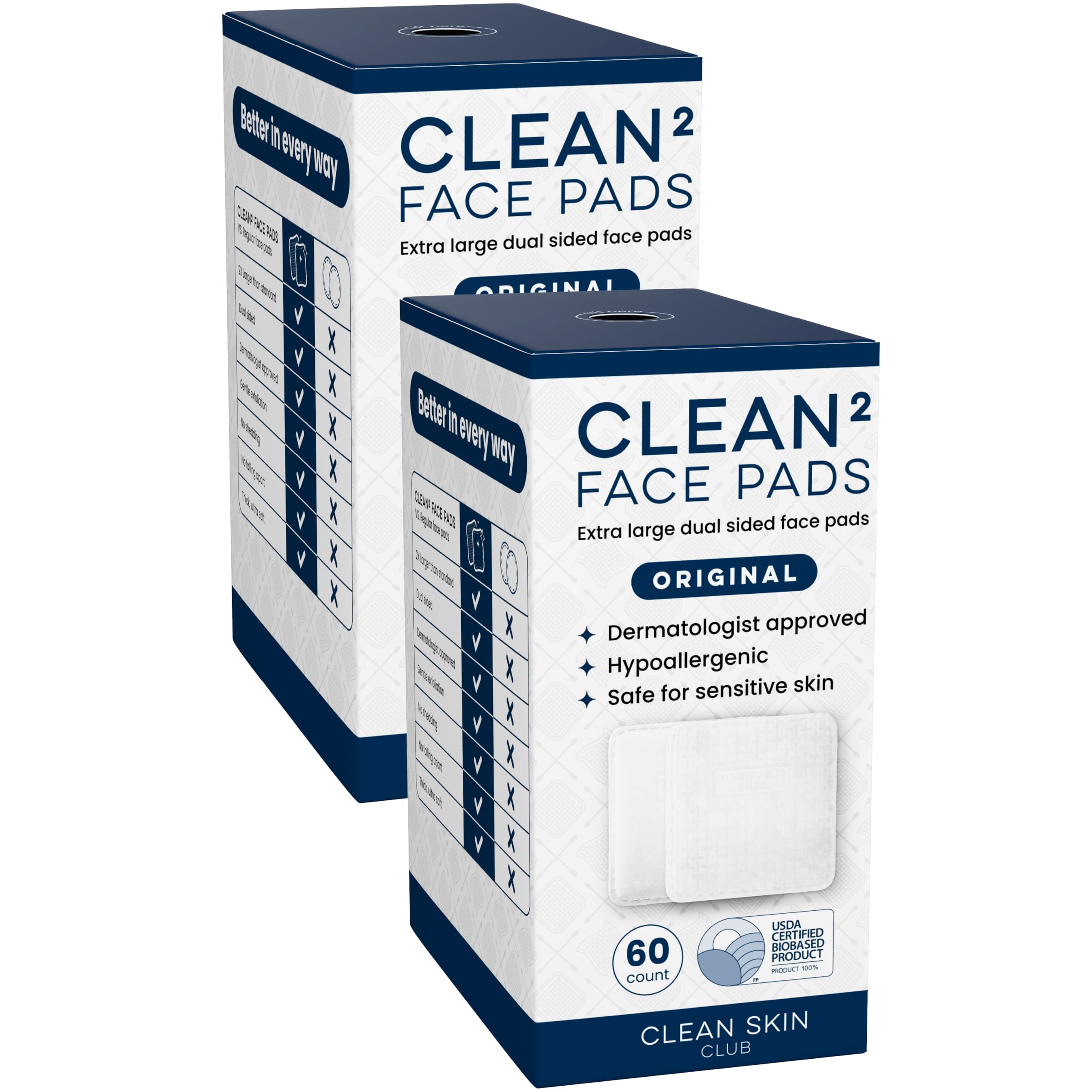 Clean Skin Club Clean² Pads 2.0 [NEW & Improved Edges] Guaranteed Not to Shed & Tear, Unique Triple Layers, Textured Side & Ultra Soft Side