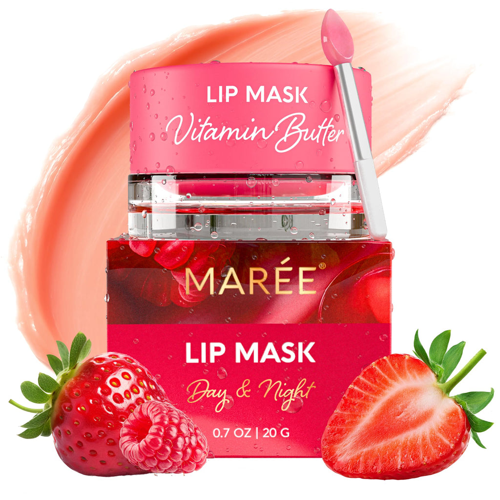 MAREE Lip Mask Overnight - Lip Moisturizer For Very Dry Lips - Hydrating Lip Butter Balm with Hyaluronic Acid & Collagen