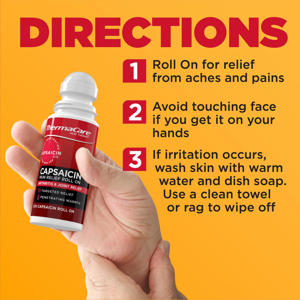 ThermaCare Arthritis Pain Relief Roll-On - Fast-Acting Capsaicin Formula for Joint & Muscle Pain - Soothing Warmth - Mess-Free Application - Targets Stiffness & Discomfort - 2.5 oz ThermaCare Au supplements