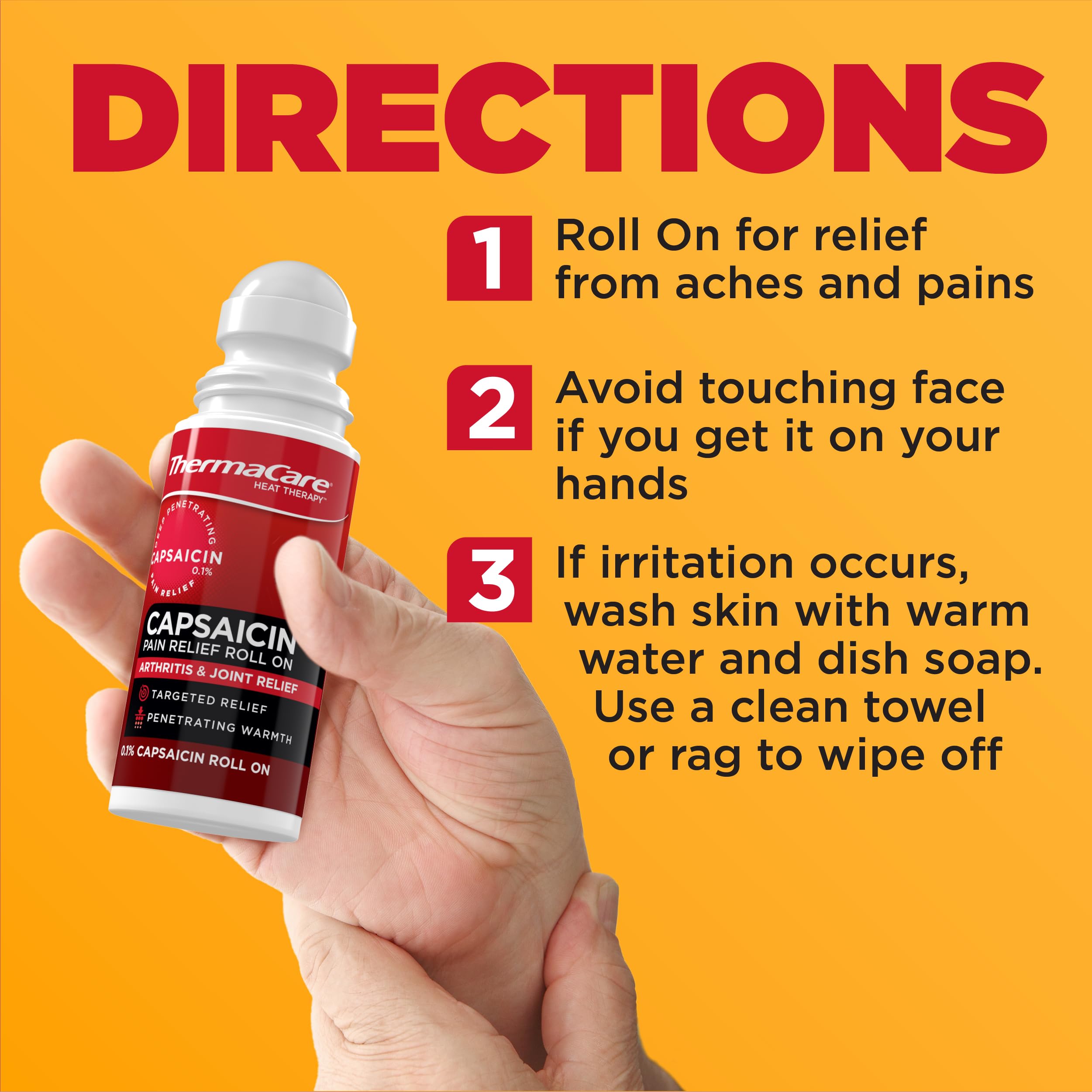 ThermaCare Arthritis Pain Relief Roll-On - Fast-Acting Capsaicin Formula for Joint & Muscle Pain - Soothing Warmth - Mess-Free Application - Targets Stiffness & Discomfort - 2.5 oz ThermaCare Au supplements