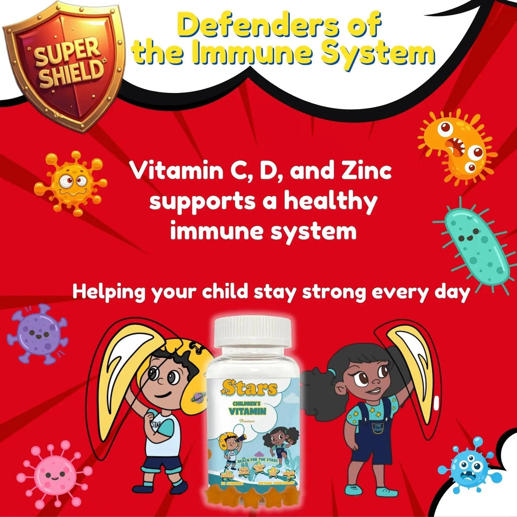 Stars Kids Multivitamin Gummies with Omega 3, Vitamins for Kids with A, B, C, D, Plant Based Multi Vitamins for Children, Manganese Vitastars Au supplements