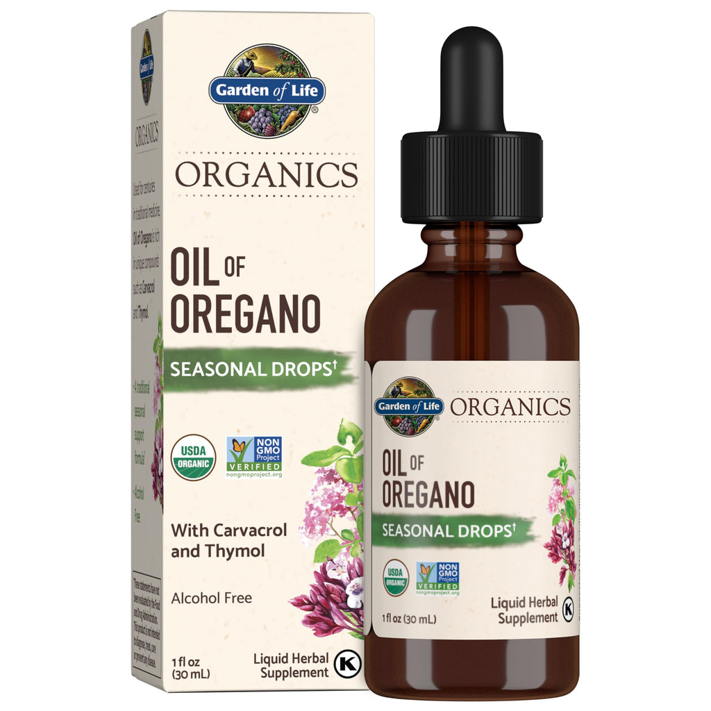 Garden of Life Organics Oil of Oregano Seasonal Drops 1fl oz (30 mL) Liquid, Concentrated Plant Based Immune Support - Alcohol-Free, Organic, Non-GMO