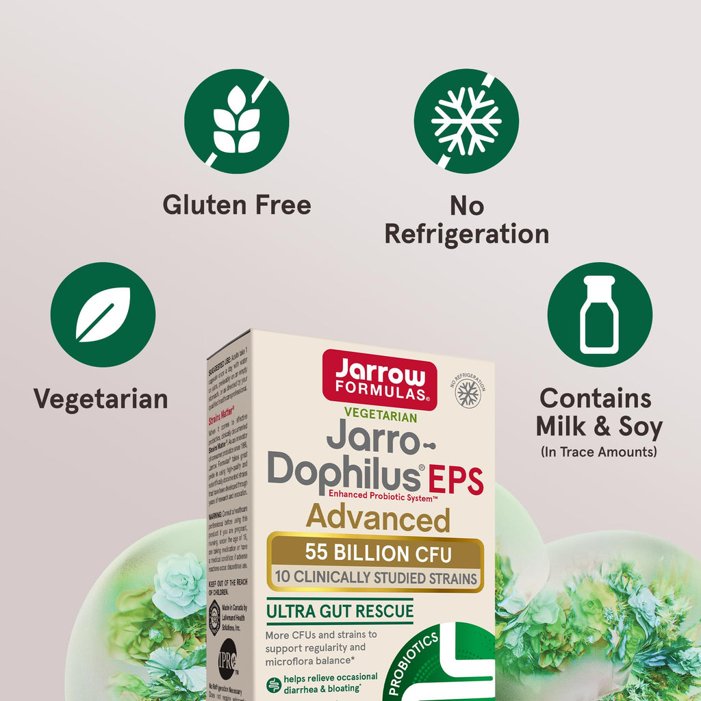 Jarrow Formulas Jarro-Dophilus EPS Advanced, 55 Billion CFU Probiotics, Digestive Support for Adults, 30 Probiotic Supplement Veggie Capsules, Up to 30 Day Supply Jarrow Formulas Au supplements
