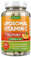 DACHA Natural Liposomal Vitamin C - 1700mg, 200 Capsules, Immune System & Collagen Booster, High Absorption Fat Soluble VIT C
