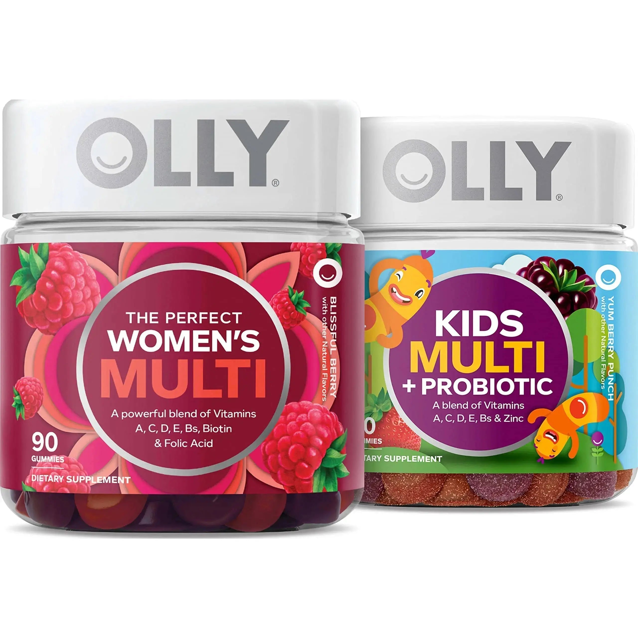 OLLY Gift, Family 2 Pack: Women's Multivitamin Gummy (90 Count), Kids Multivitamin + Probiotic Gummy (70 Count), Vitamins A, D, C, E, B, Chewable Supplement OLLY Au supplements