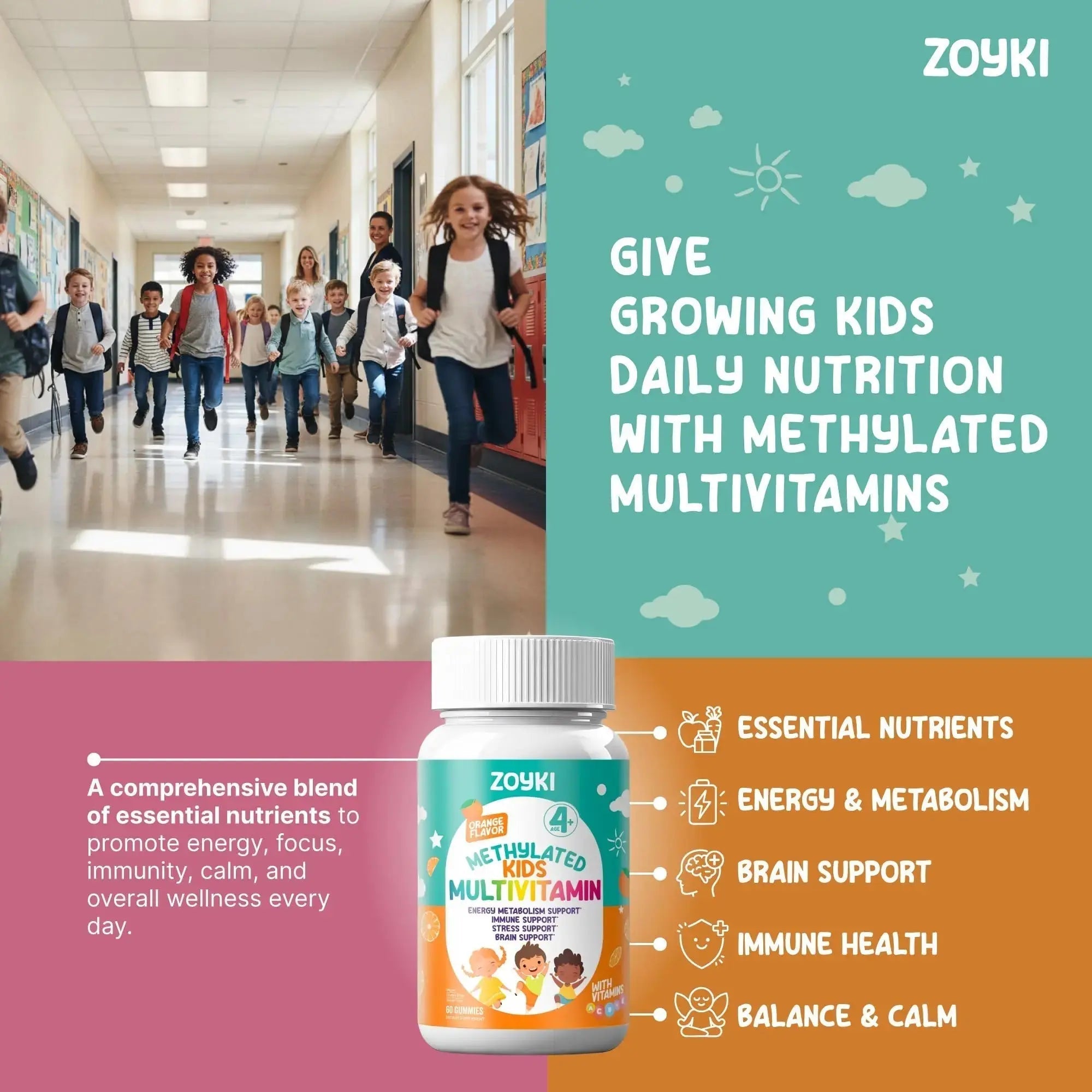 Zoyki Methylated Multivitamin Gummies for Kids - Children’s MTHFR Support Supplement with B Complex 5-MTHF Folate (L-Methylfolate) Zoyki Au supplements