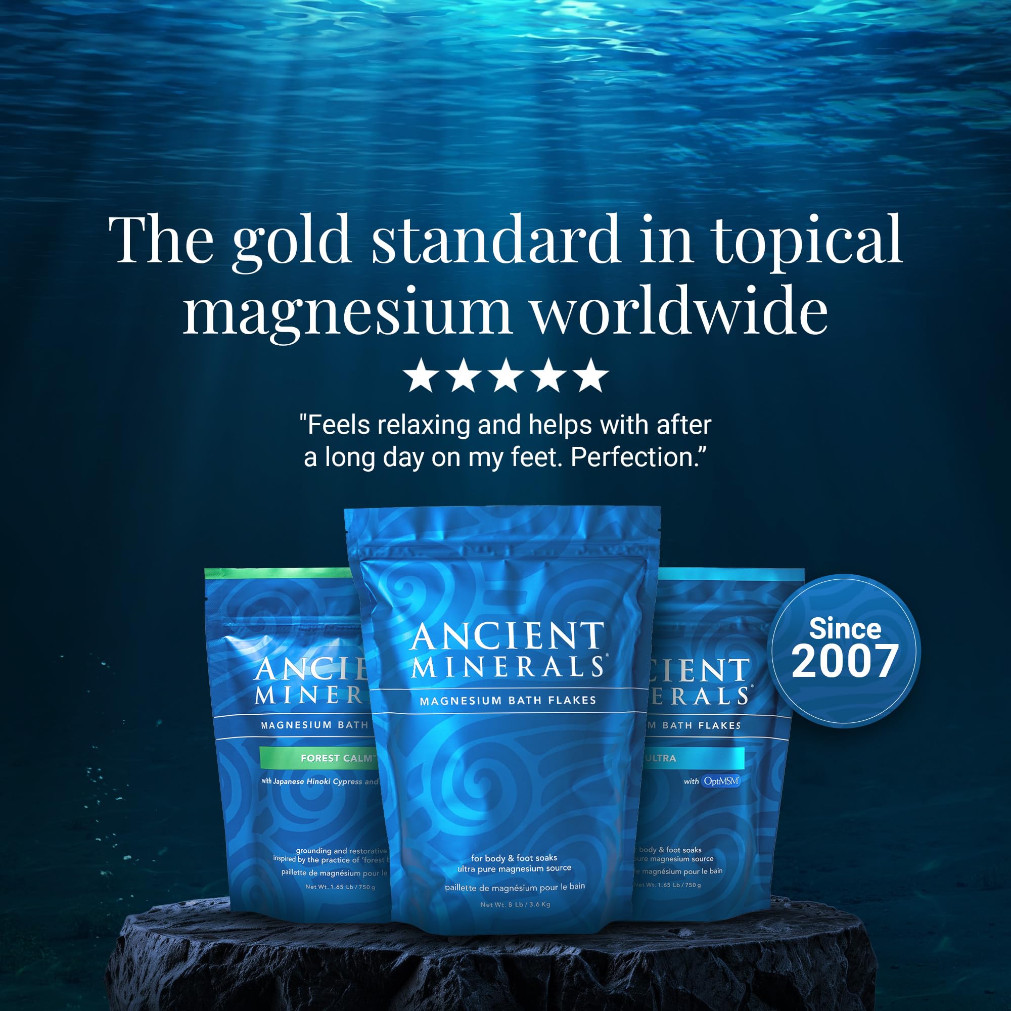 Ancient Minerals Magnesium Bath Flakes Ultra with OptiMSM – Pure Zechstein Magnesium Chloride and Organic Sulfur Bath Salts,