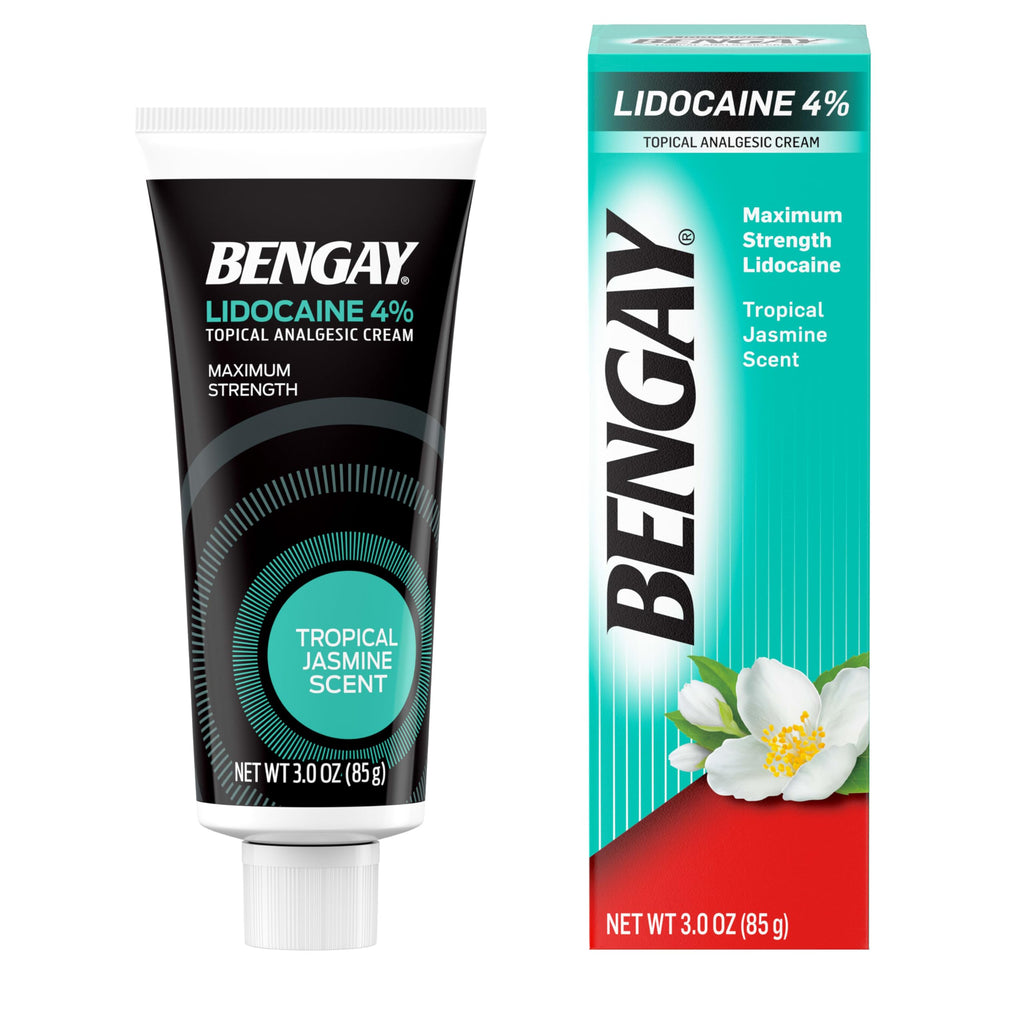 Bengay Lidocaine Pain Relief Cream, Maximum Strength OTC, Non-Greasy Topical Analgesic with 4% Lidocaine to Desensitize Nerves, Numbing Cream with a Soothing Jasmine Scent, 3 oz Bengay Au supplements