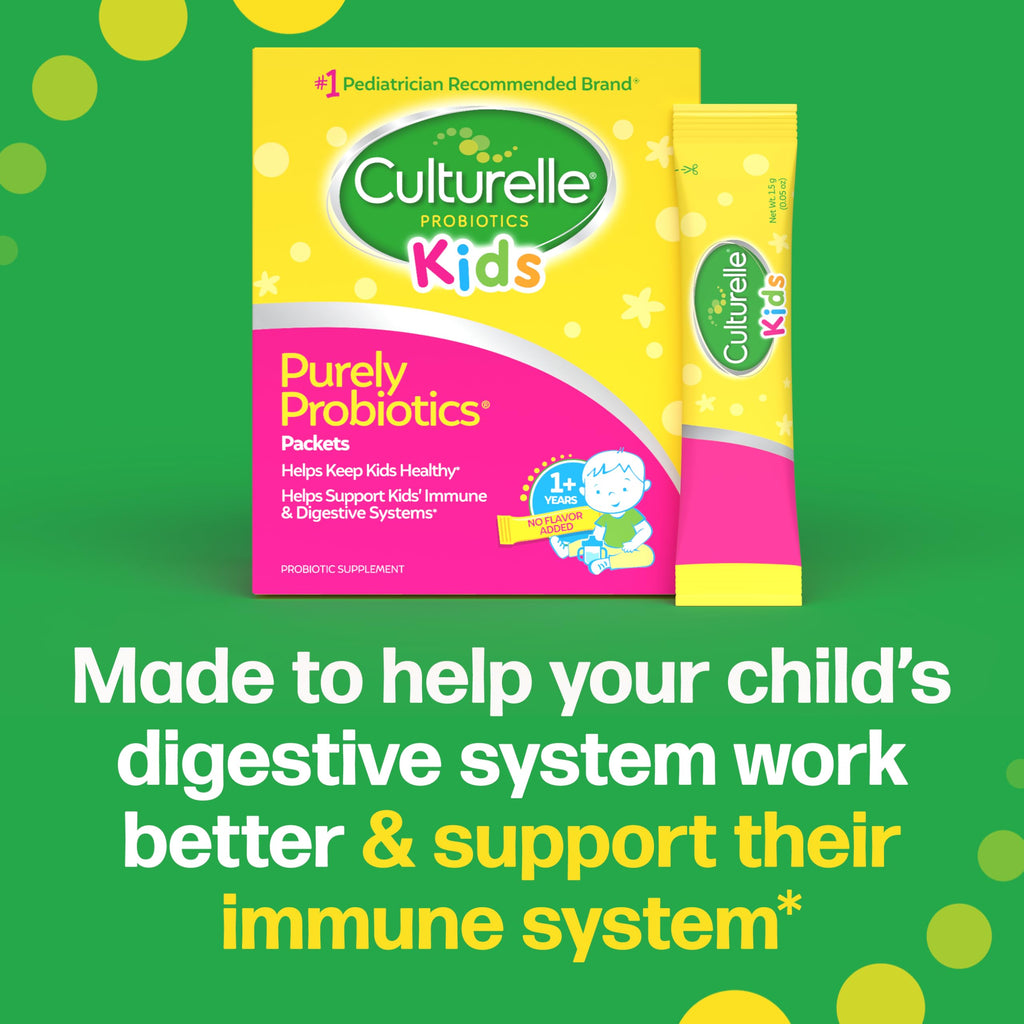 Culturelle Kids Daily Probiotic Packets for Kids, (Ages 3+) - 50 Count – From the #1 Pediatrician-Recommended Brand – Flavorless Daily Probiotics