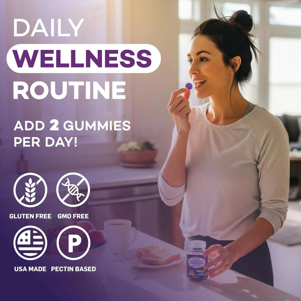 Elderberry Gummies Immune Support, Daily Support for Kids and Adults*, with Sambucus Elderberry, Zinc, Vitamin C, D3, B6, B12, Plus PAYÉ Au supplements