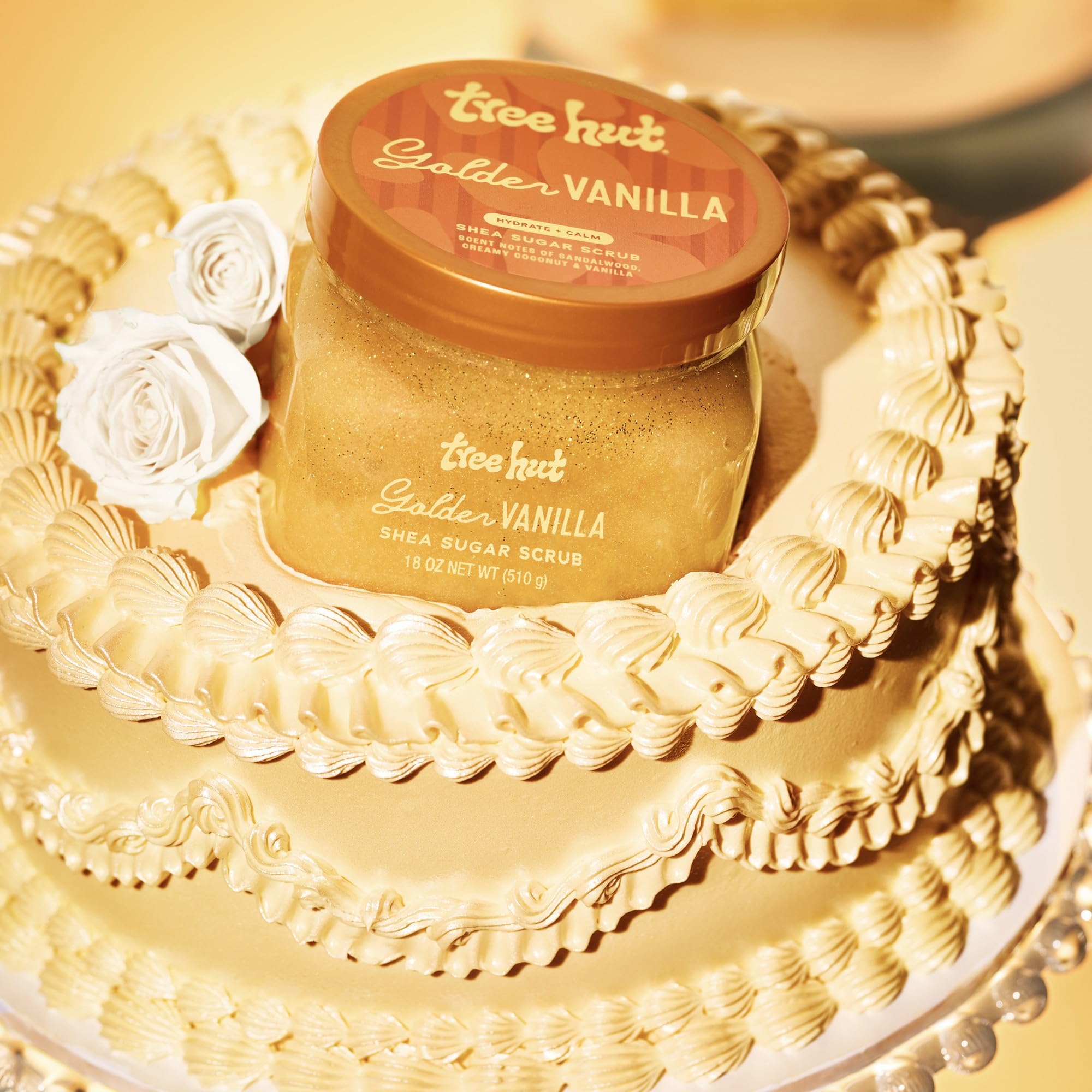 Tree Hut Golden Vanilla Shea Sugar Scrub, Exfoliating, Hydrating & Moisturizing Body Scrub with Shea Butter & Natural Oils
