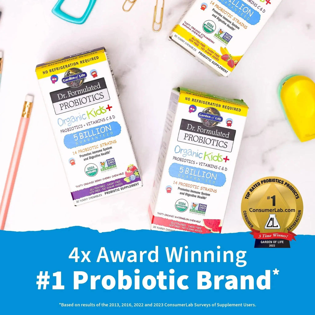 SmartyPants Organic Kids Multivitamin Gummies: Probiotics & Garden of Life Dr. Formulated Probiotics Organic Kids+ Plus Vitamin C & D - Berry Cherry - Gluten SmartyPants Au supplements