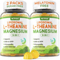 Liposomal L-Theanine 200mg Magnesium Glycinate 400mg Gummies with GABA, 5HTP, Apigenin, Vitamin B6 & D3, Ashwagandha, Lemon Balm Leaf, Melatonin Free Sleep