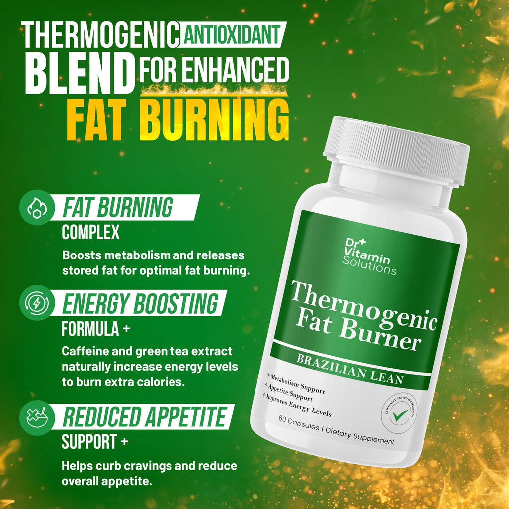 Thermogenic Fat Burner Brazilian Lean, Pills for Women, Waist Trimmer & Supplements for Bloating for Women & Men, 60 Capsules