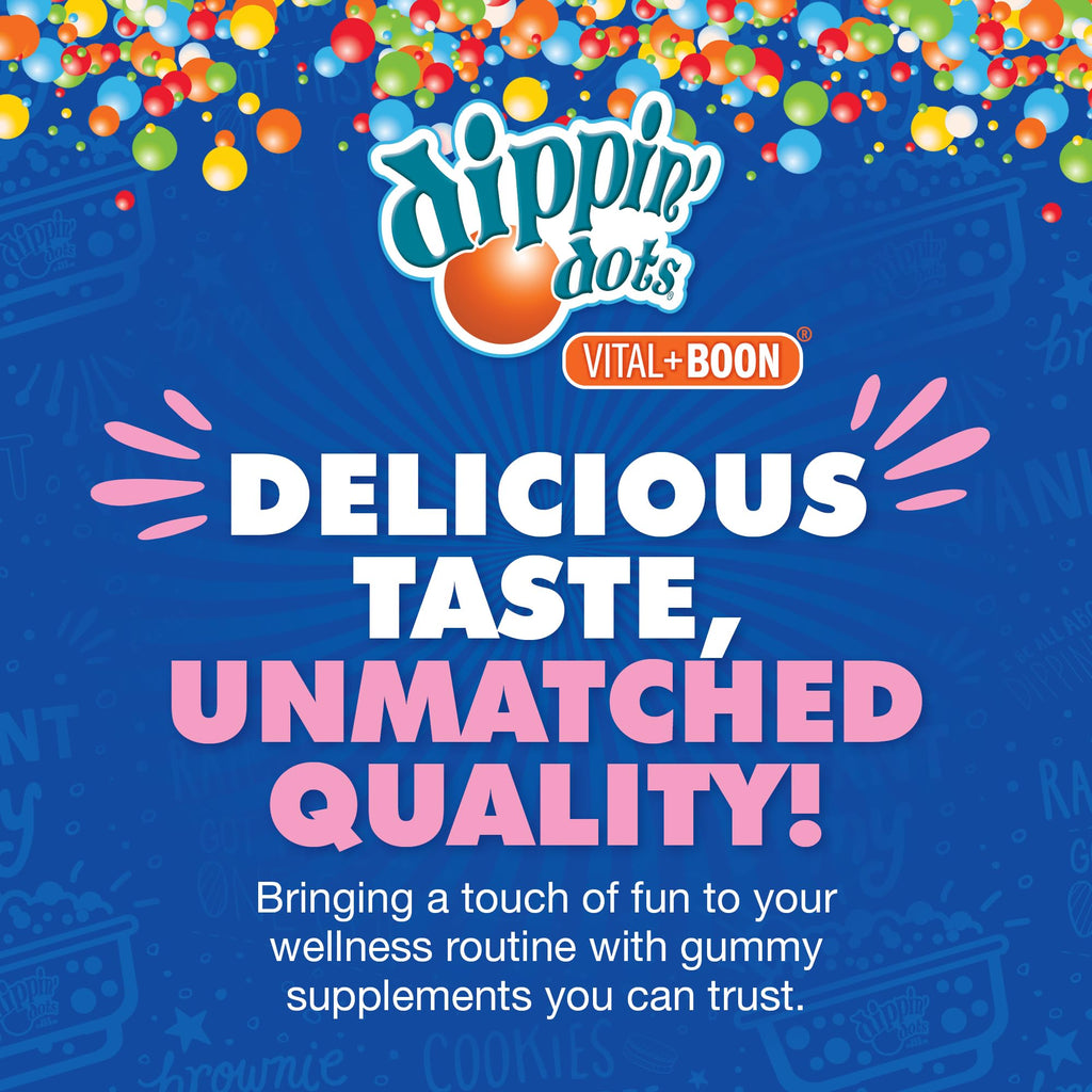 Dippin Dots - Melatonin Gummies for Kids & Adults (60 Days Supply) Strawberry Sunset Creme Flavor | 2.5mg Per Kids Melatonin Supplement for Faster,