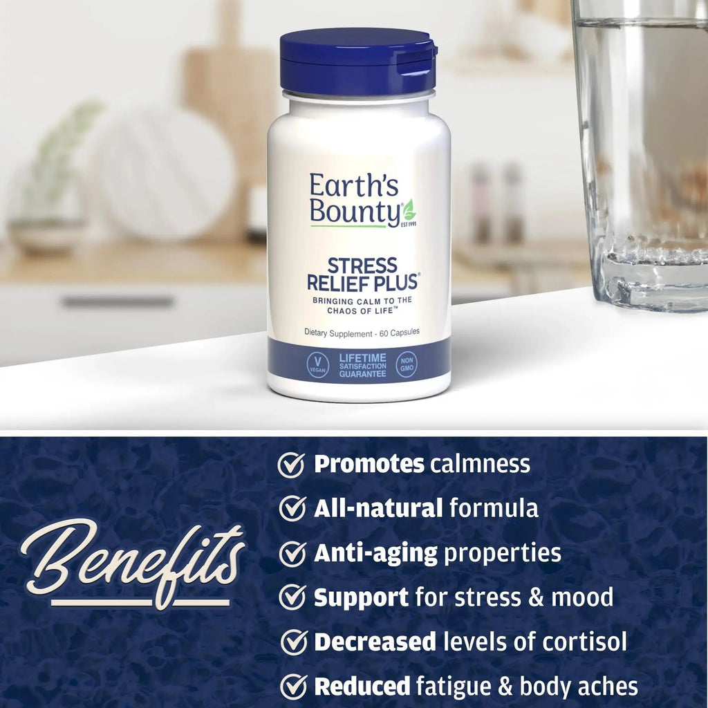 Earth's Bounty - Stress Relief Plus - 60 Vegetarian Capsules - All Natural Formula - Stress Support & Mood Enhancing Supplement Earth's Bounty Au supplements