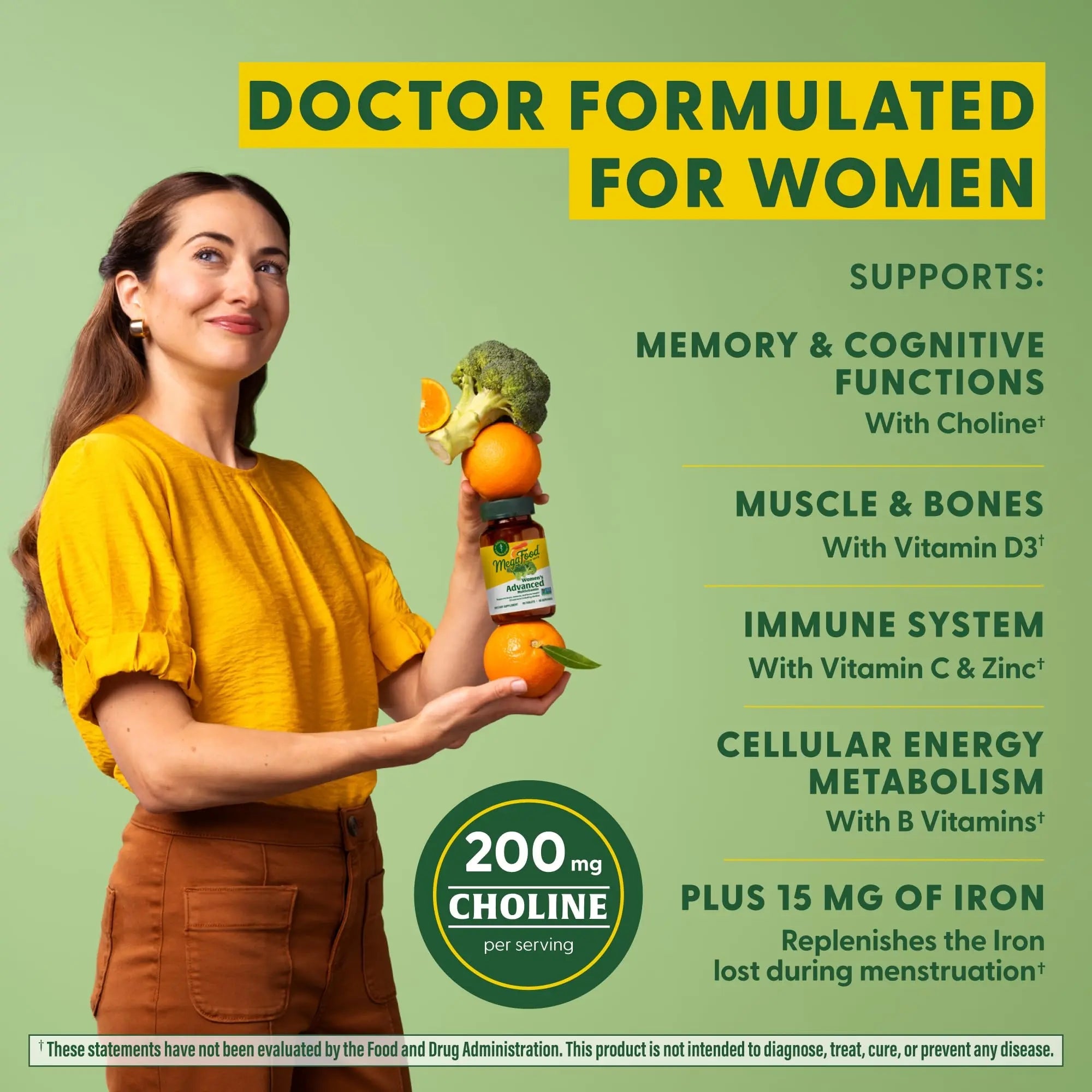 MegaFood Women's Advanced Multivitamin for Women - Doctor-Formulated With Iron, Choline, Vitamin D, Vitamin C & Zinc - Brain Health MegaFood Au supplements
