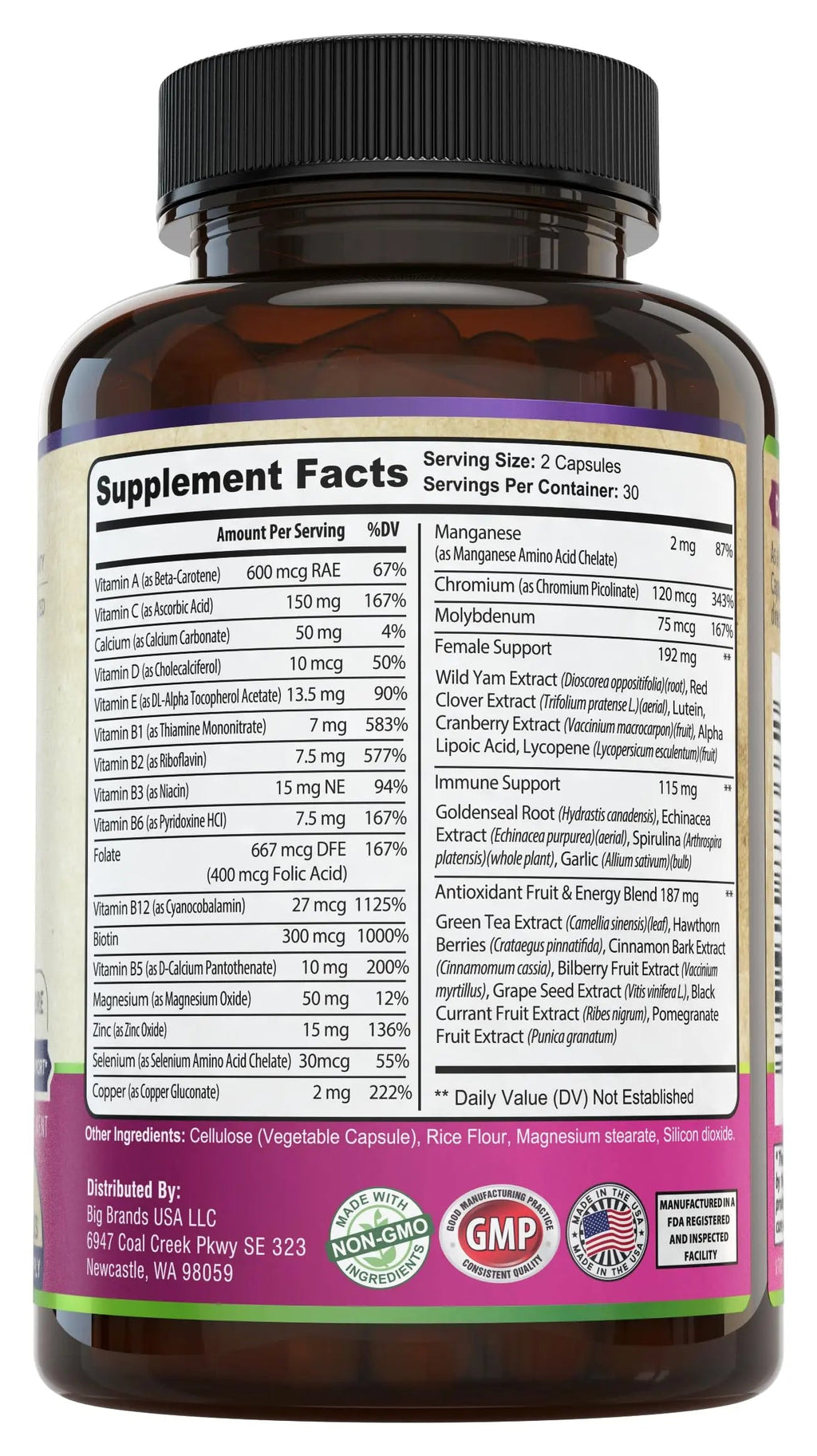 Womens Daily Multivitamins & Multimineral Supplement for Energy, Mood, Focus, Hair WHOLE WORLD WELLNESS Au supplements
