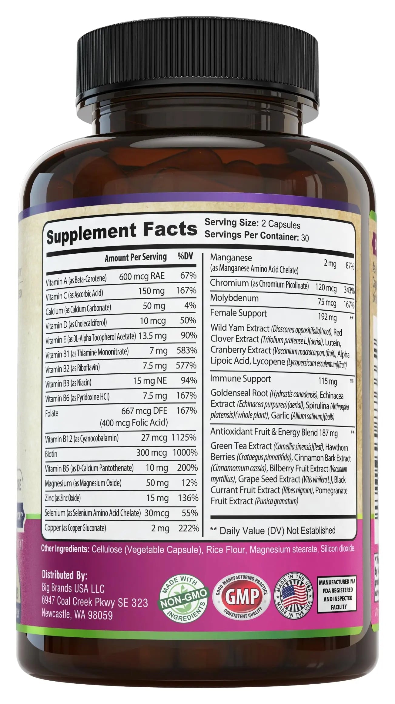 Womens Daily Multivitamins & Multimineral Supplement for Energy, Mood, Focus, Hair WHOLE WORLD WELLNESS Au supplements