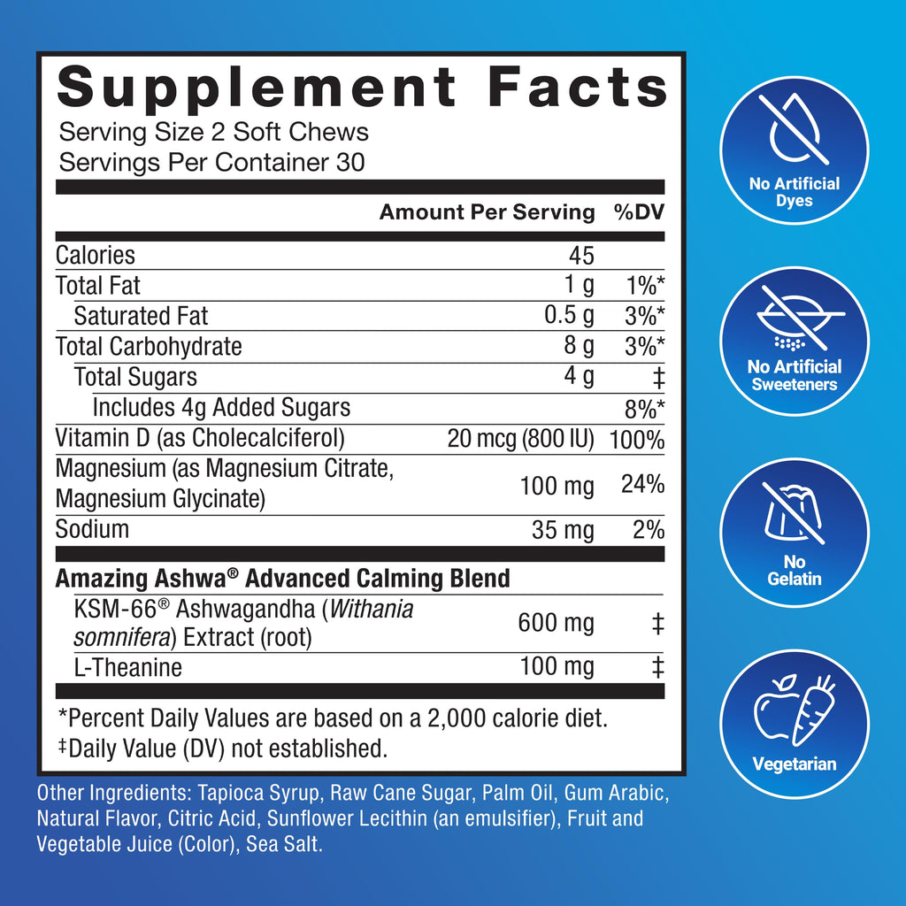 Force Factor Amazing Ashwa Complete Calm Support with KSM-66 Ashwagandha, Like Ashwangandha Gummies to Promote Calm & Relaxation with Magnesium & L-Theanine,