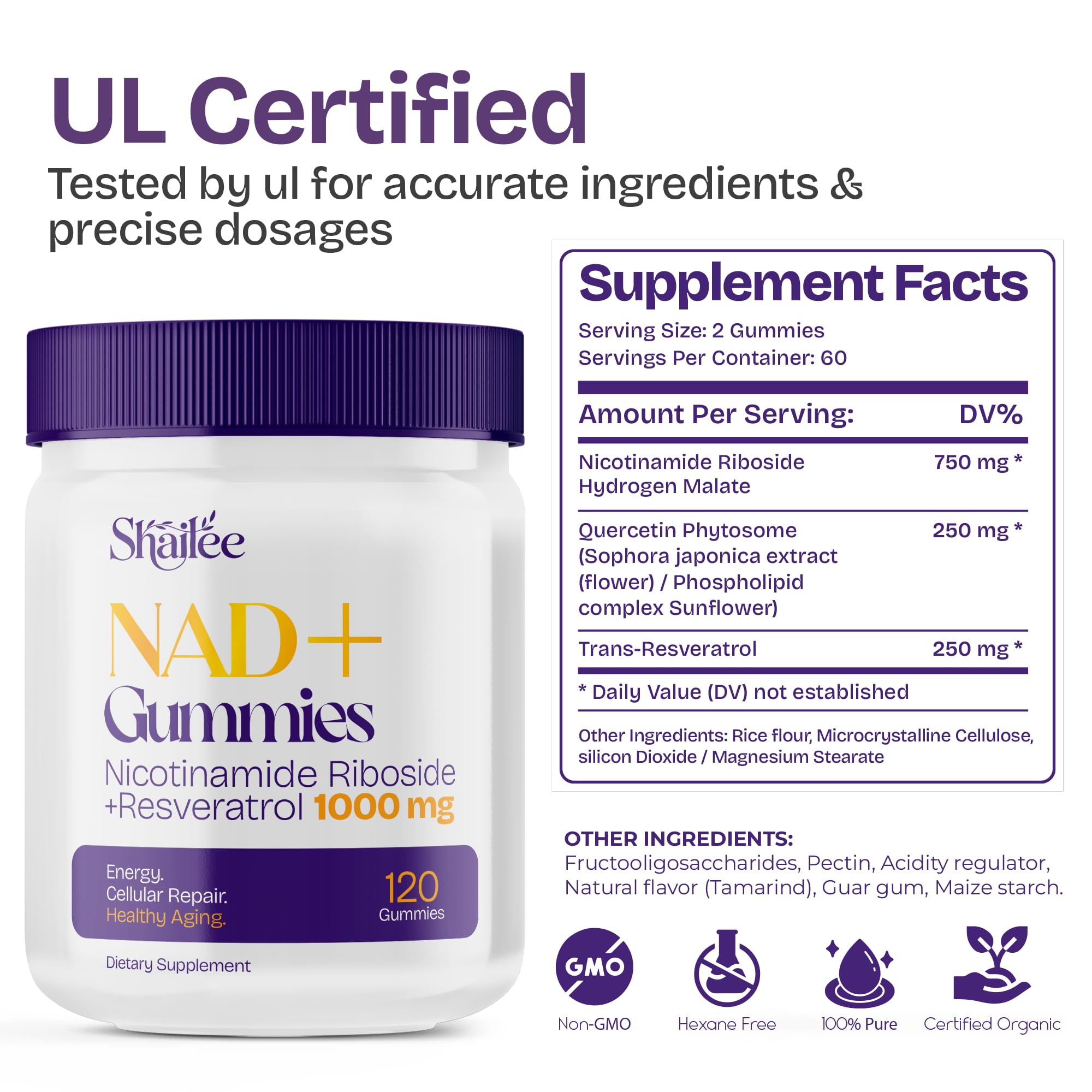 NAD Supplements for Women with Resveratrol, 1000mg Liposomal Nicotinamide Riboside with Quercetin, NMN Supplement Alternative Supports Cellular Energy & Repair, 120 NAD Gummies for Brain Boost Shailee Au supplements