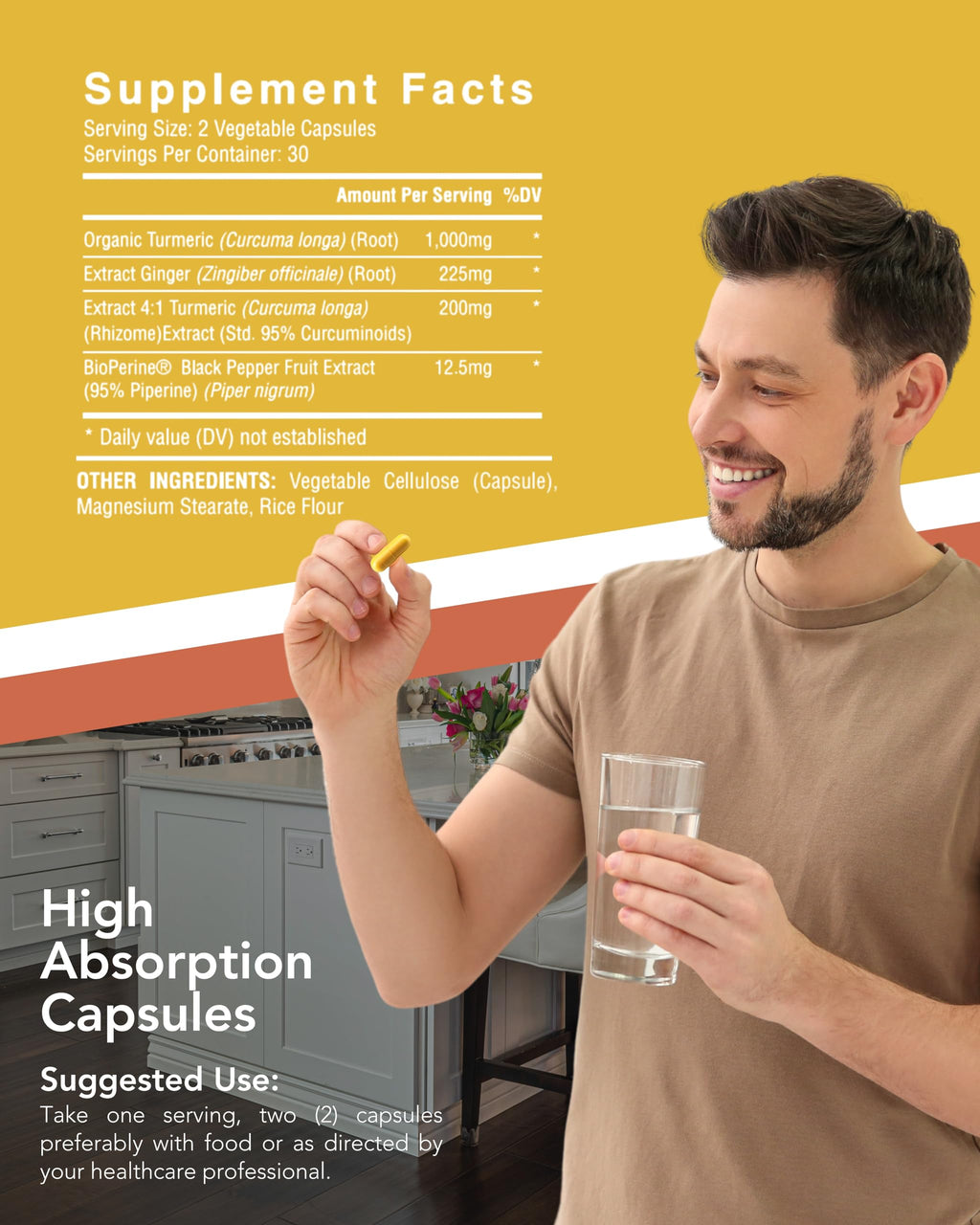 Organic Turmeric & Ginger Capsules - Turmeric Curcumin with Ginger & BioPerine, 95% Curcuminoids - Joint, Digestion, Immunity Support, Black Pepper Extract for Increased Absorption CogniTune Au supplements
