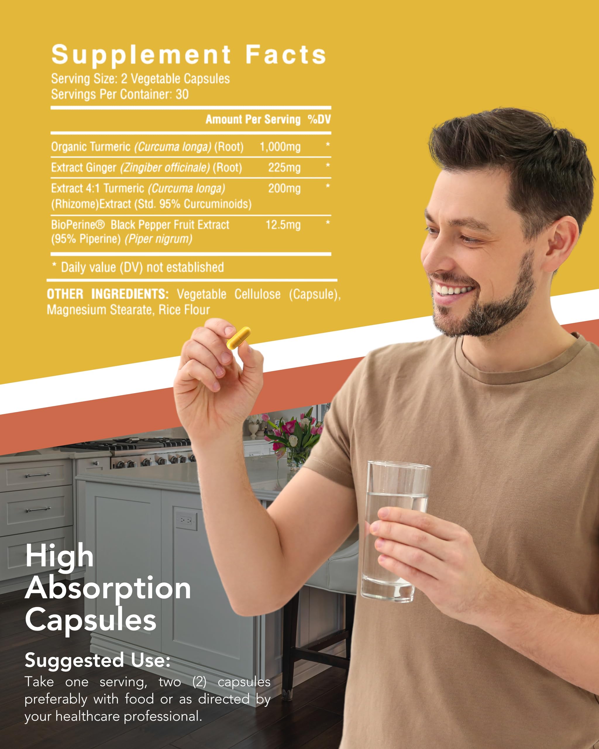 Organic Turmeric & Ginger Capsules - Turmeric Curcumin with Ginger & BioPerine, 95% Curcuminoids - Joint, Digestion, Immunity Support, Black Pepper Extract for Increased Absorption CogniTune Au supplements