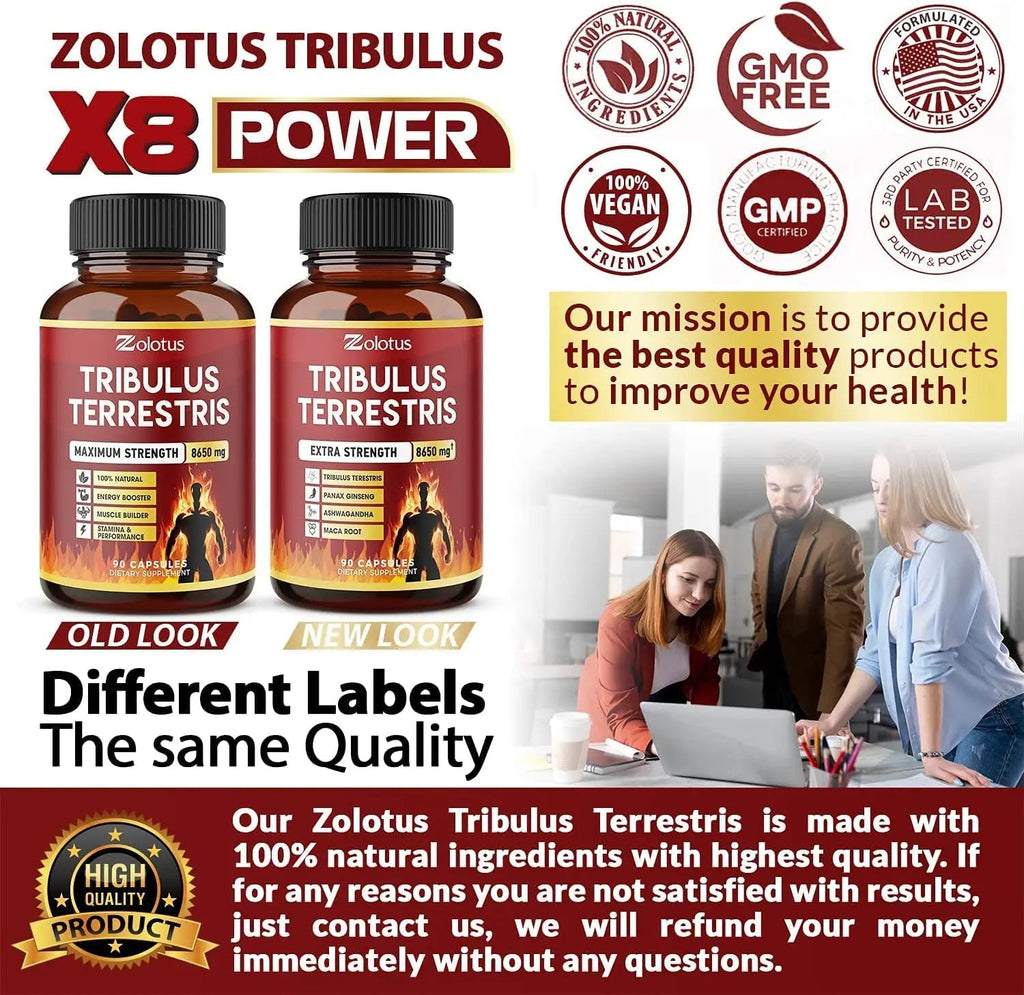 Zolotus Tribulus Terrestris, 8650mg Per Capsule, High Potency with Ashwagndha Zolotus Au supplements