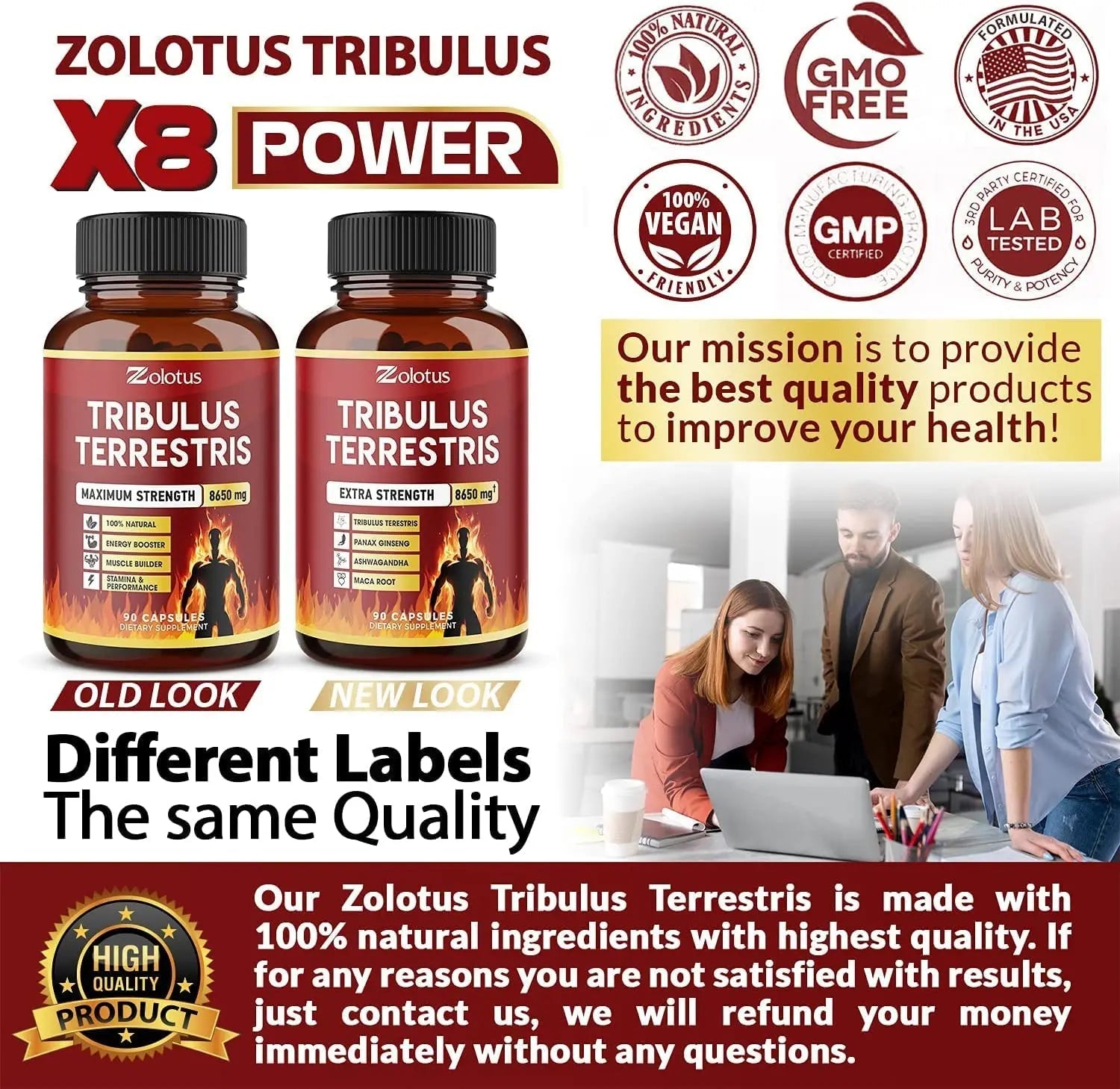 Zolotus Tribulus Terrestris, 8650mg Per Capsule, High Potency with Ashwagndha Zolotus Au supplements
