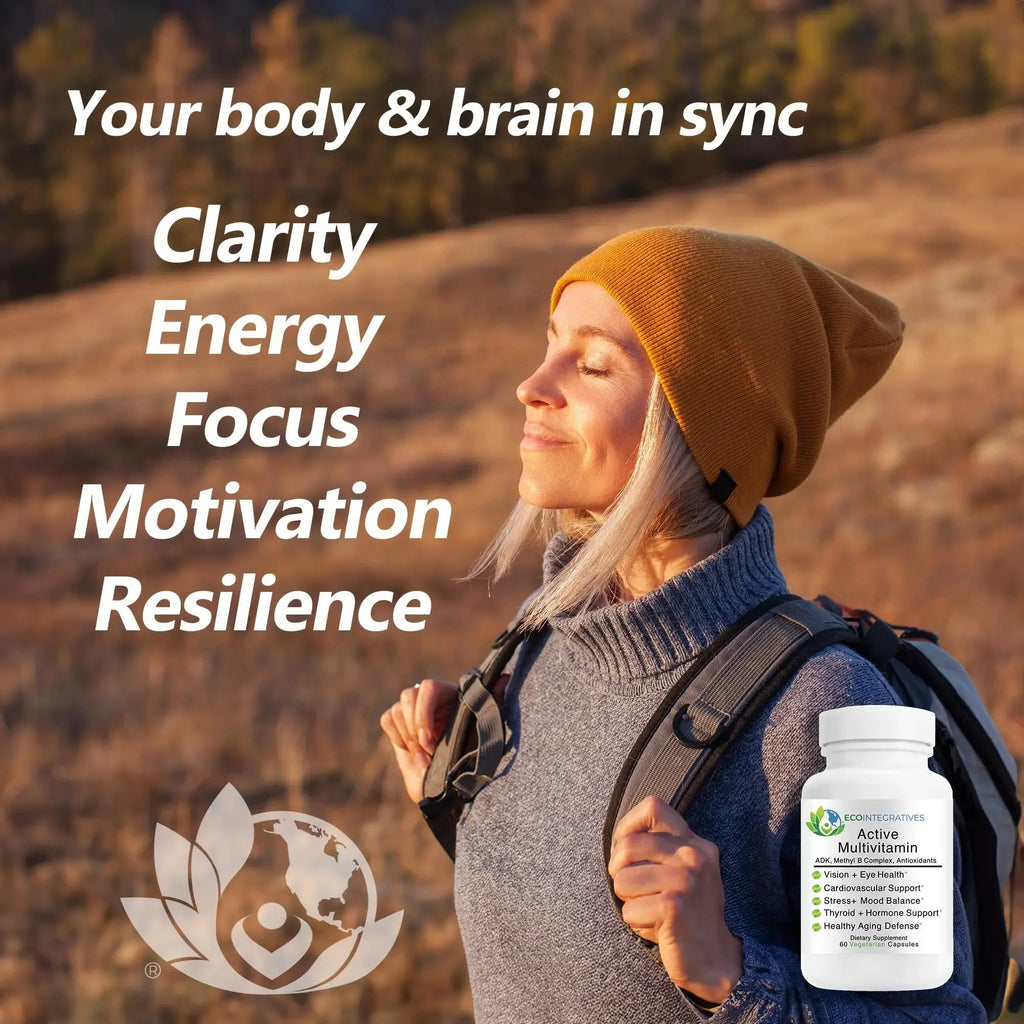 EcoIntegratives Active Multivitamin | ADK, Methyl B Complex, Antioxidants | Quatrefolic Folate, Methyl B12, P5P, Vitamin D3, K1/K2 | EcoIntegratives Au supplements