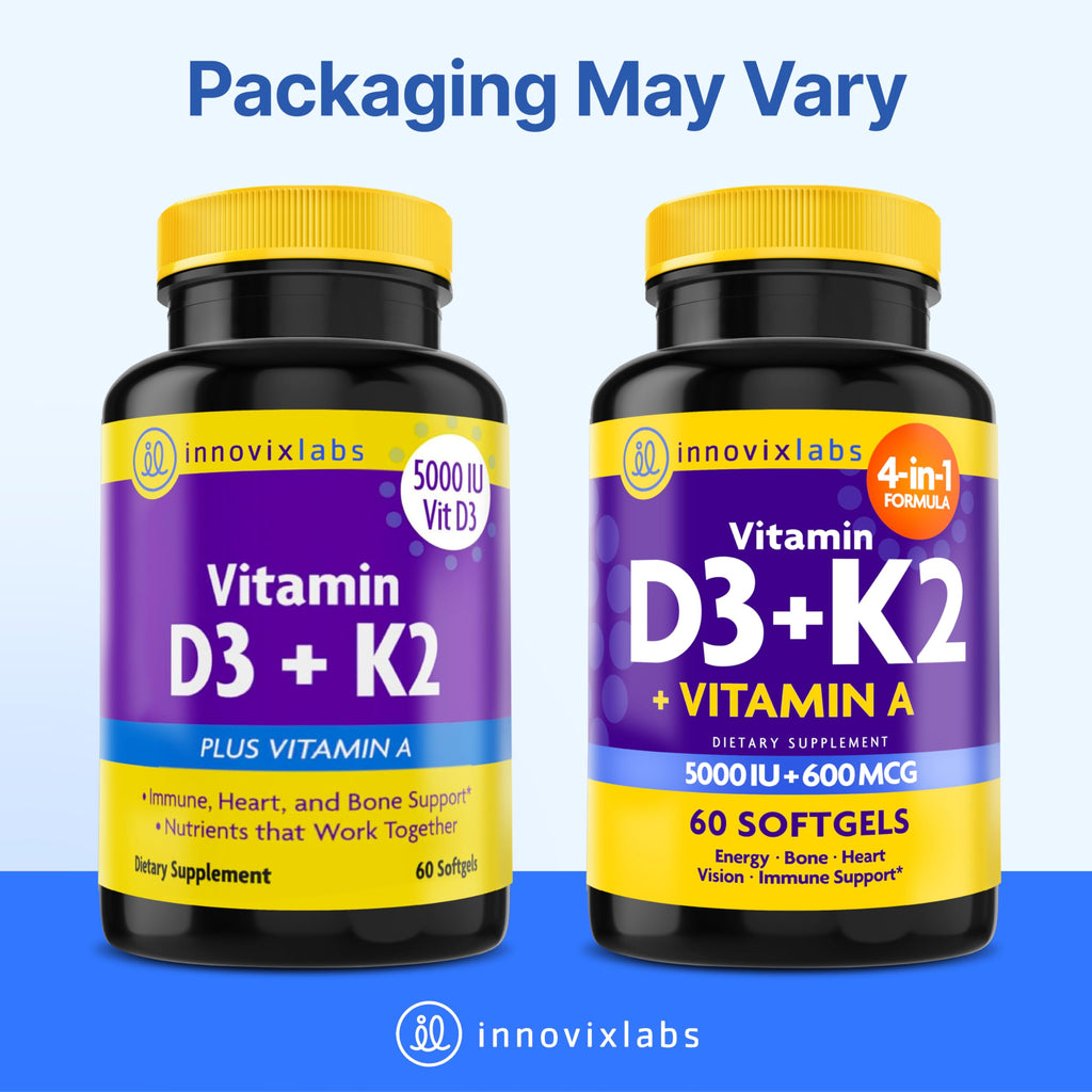 InnovixLabs Vitamin D3 K2-5000 IU Vitamin D3 Plus 600 mcg Vitamin K2 MK4 and MK7 for Max Calcium Absorption, Supports Bone, Immune, Heart Health
