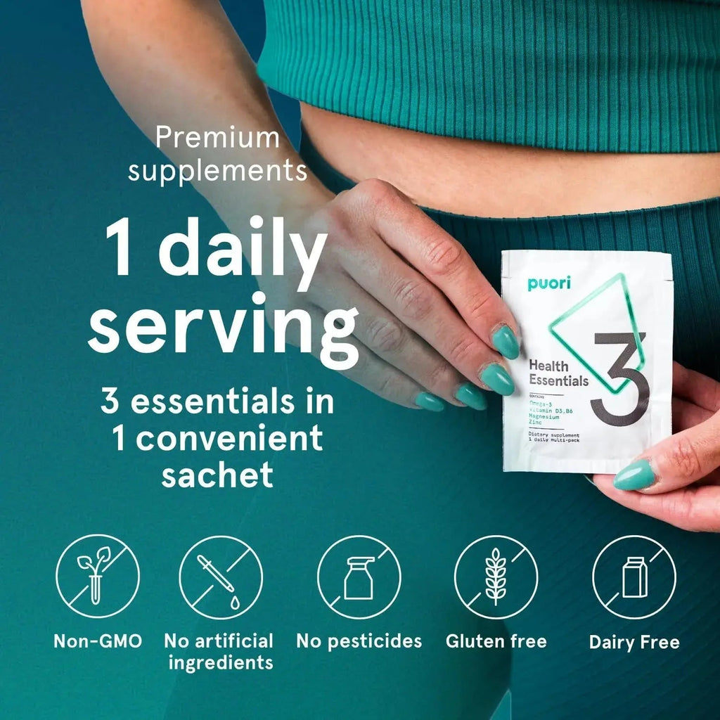 Puori P3 Health Essentials with Magnesium Zinc Complex, Omega 3 Fish Oil & Vitamin D3 Supplements - Men & Womens Daily Multi Puori Au supplements