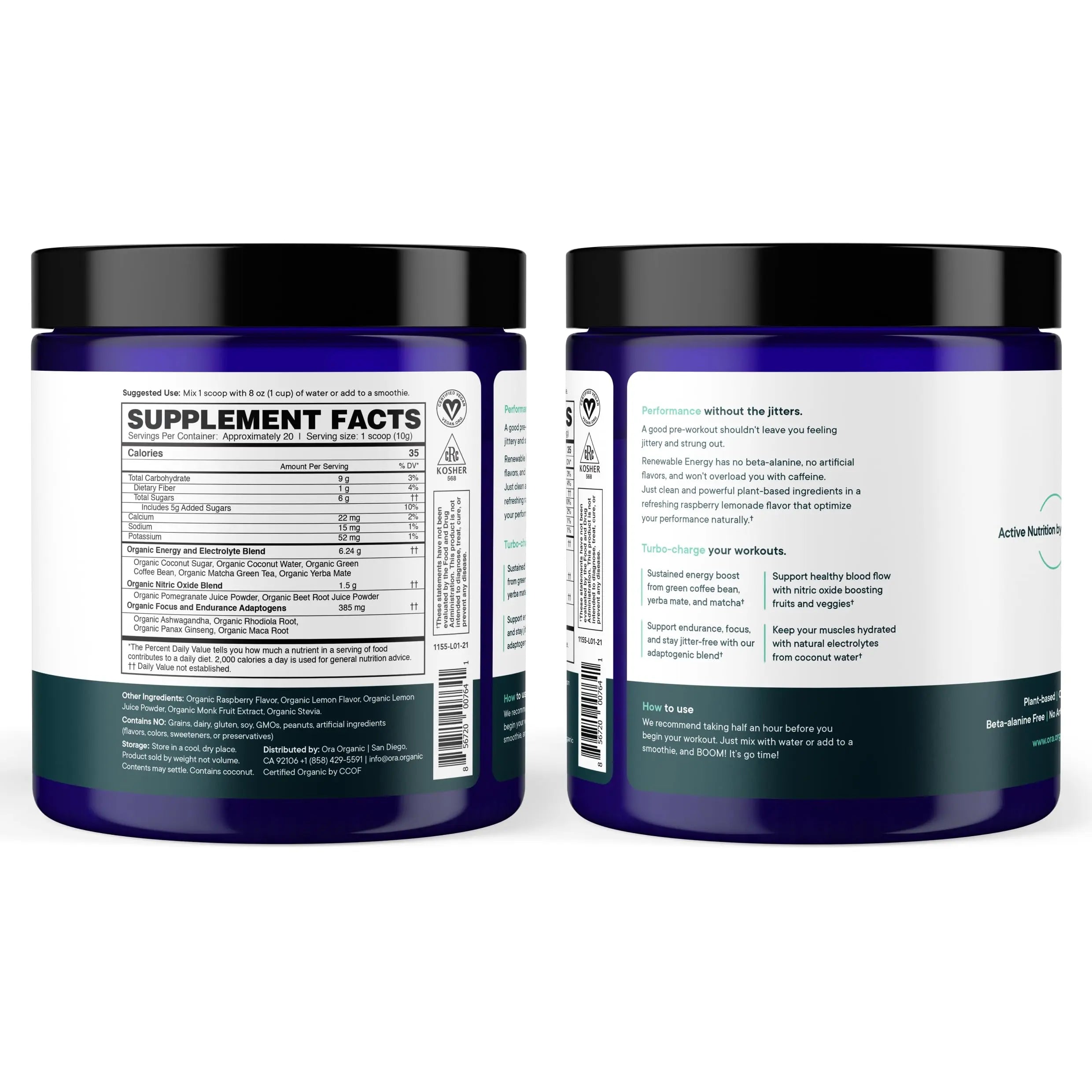 Ora Organic Natural Pre Workout Powder - Raspberry Lemonade Flavor- Provides Jitter Free Ora Organic Au supplements