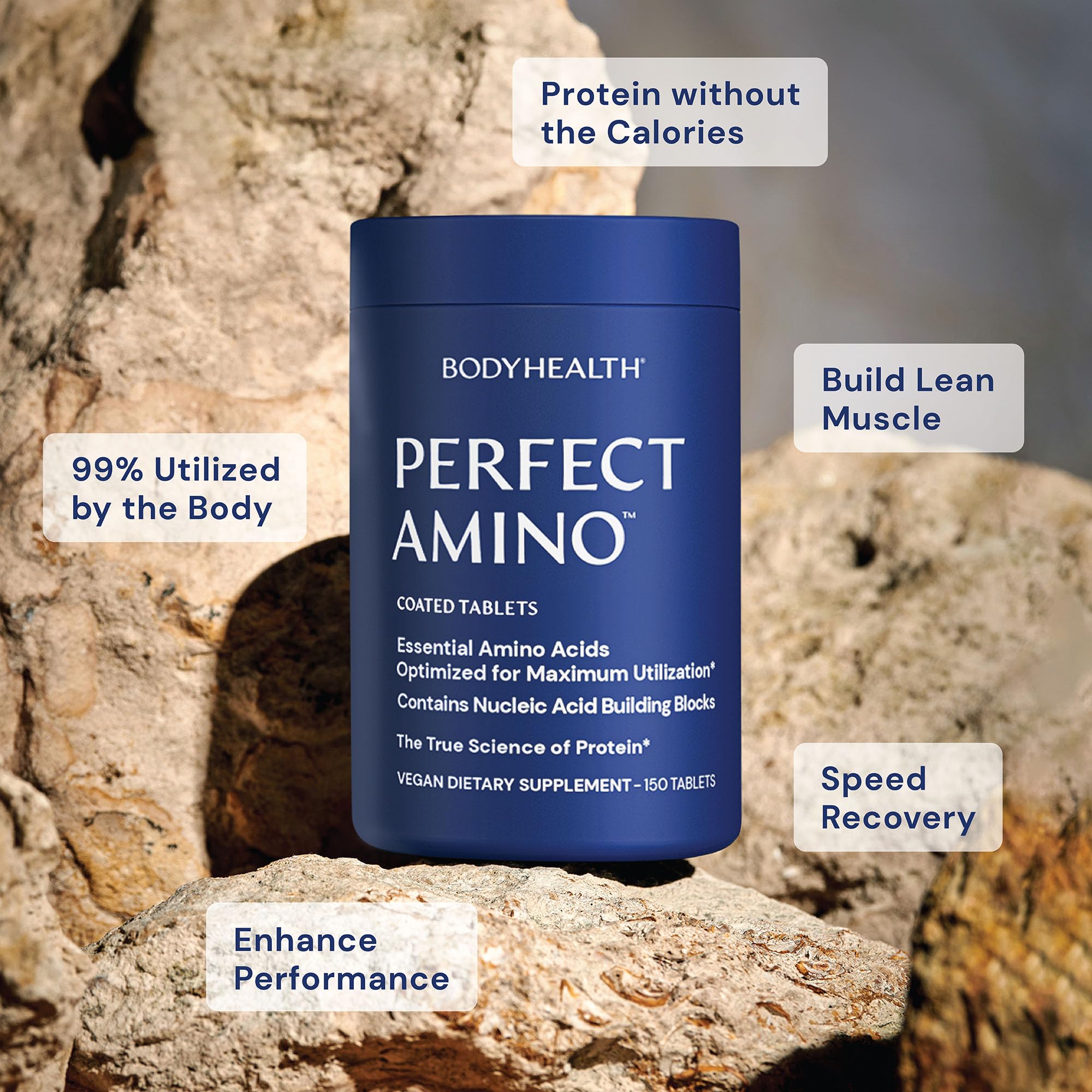 BodyHealth PerfectAmino (600 ct) Easy to Swallow Tablets, Essential Amino Acids Supplement with BCAAs, Vegan Protein for Pre/Post Workout & Muscle Recovery with Lysine, Tryptophan, Leucine, Methionine BodyHealth Au supplements
