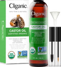 Cliganic USDA Organic Castor Oil, 100% Pure (8oz with Eyelash Kit) - For Eyelashes, Eyebrows, Hair & Skin Cliganic Au supplements