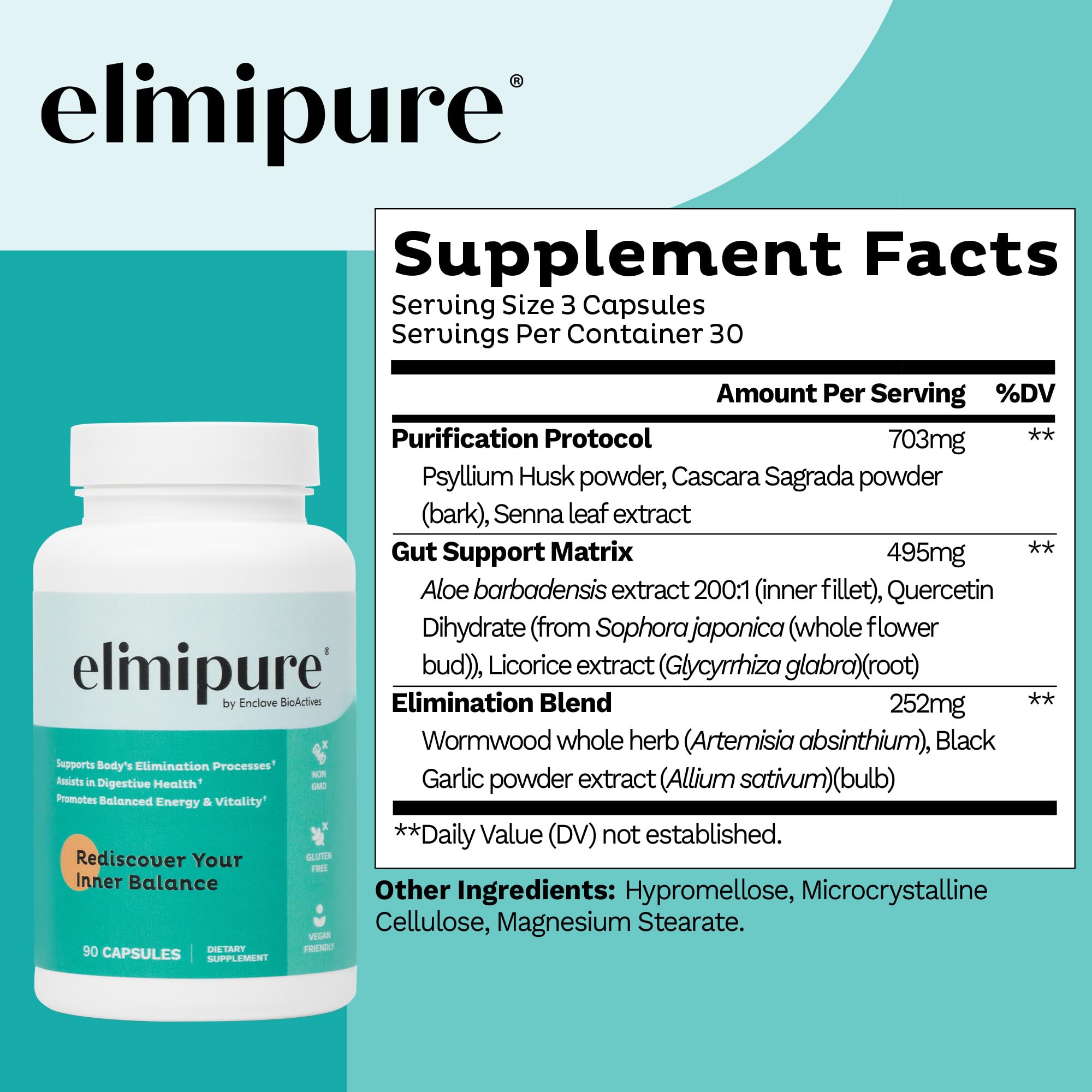 Elimipure Gut Cleanse & Restore Supplement: Natural & Effective Detox Cleanse Capsules | Fortify Your Microbiome | Effortless Morning Stools