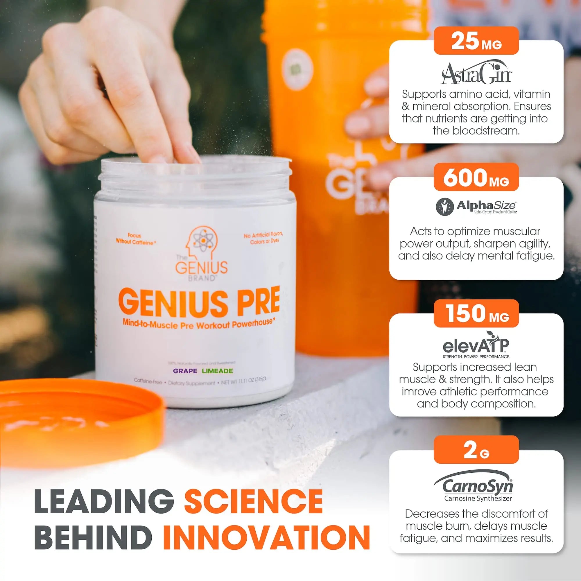 Genius Pre Workout Powder, Grape Limeade - All-Natural Nootropic Pre-workout The Genius Brand Au supplements