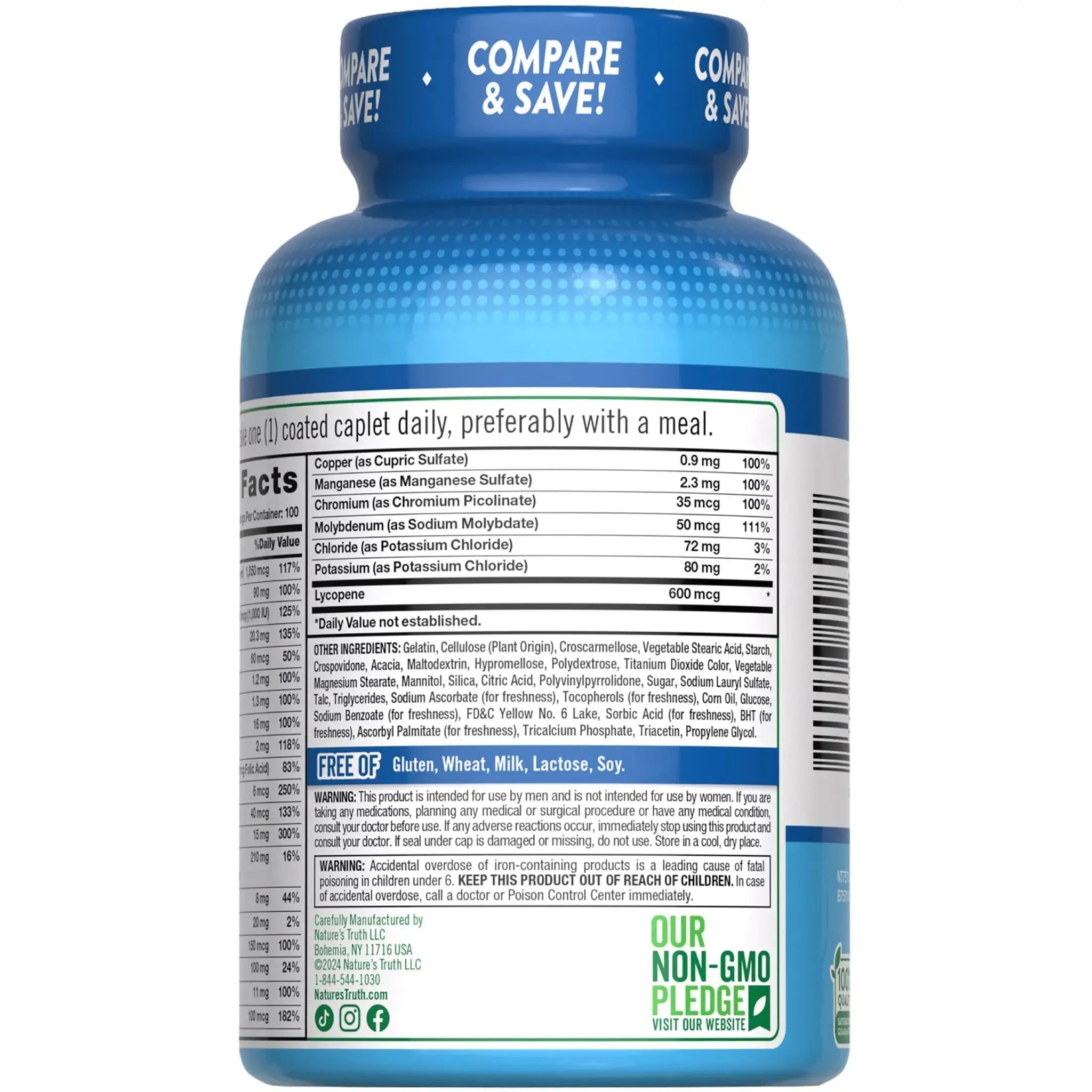 Nature's Truth Multivitamin for Men | with Iron, Vitamins A, C, D & E | 100 Caplets | Non-GMO & Gluten Free for Adults Nature's Truth Au supplements