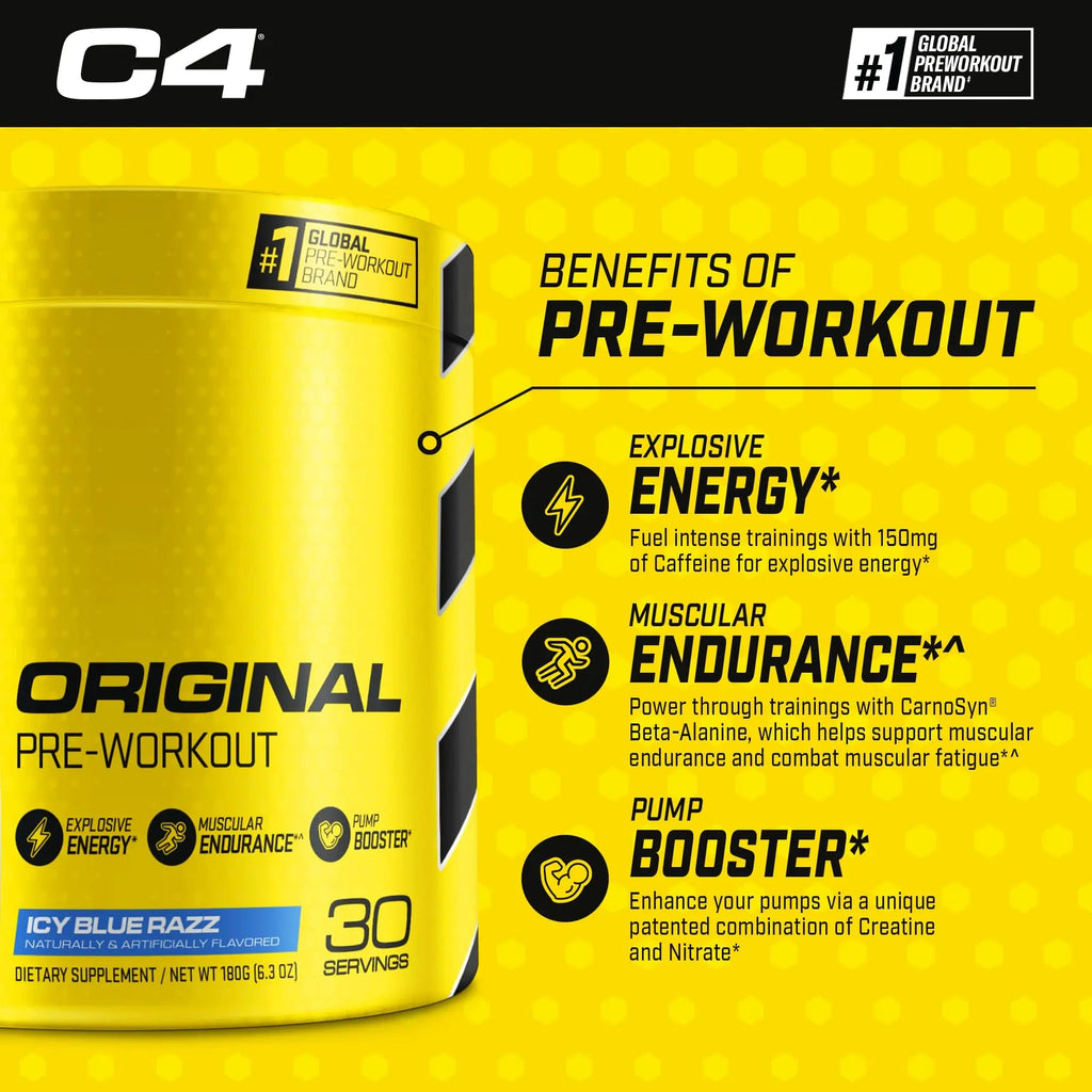 Cellucor Pre Workout & Creatine Bundle, C4 Original Pre Workout Powder, Icy Blue Razz Cellucor Au supplements