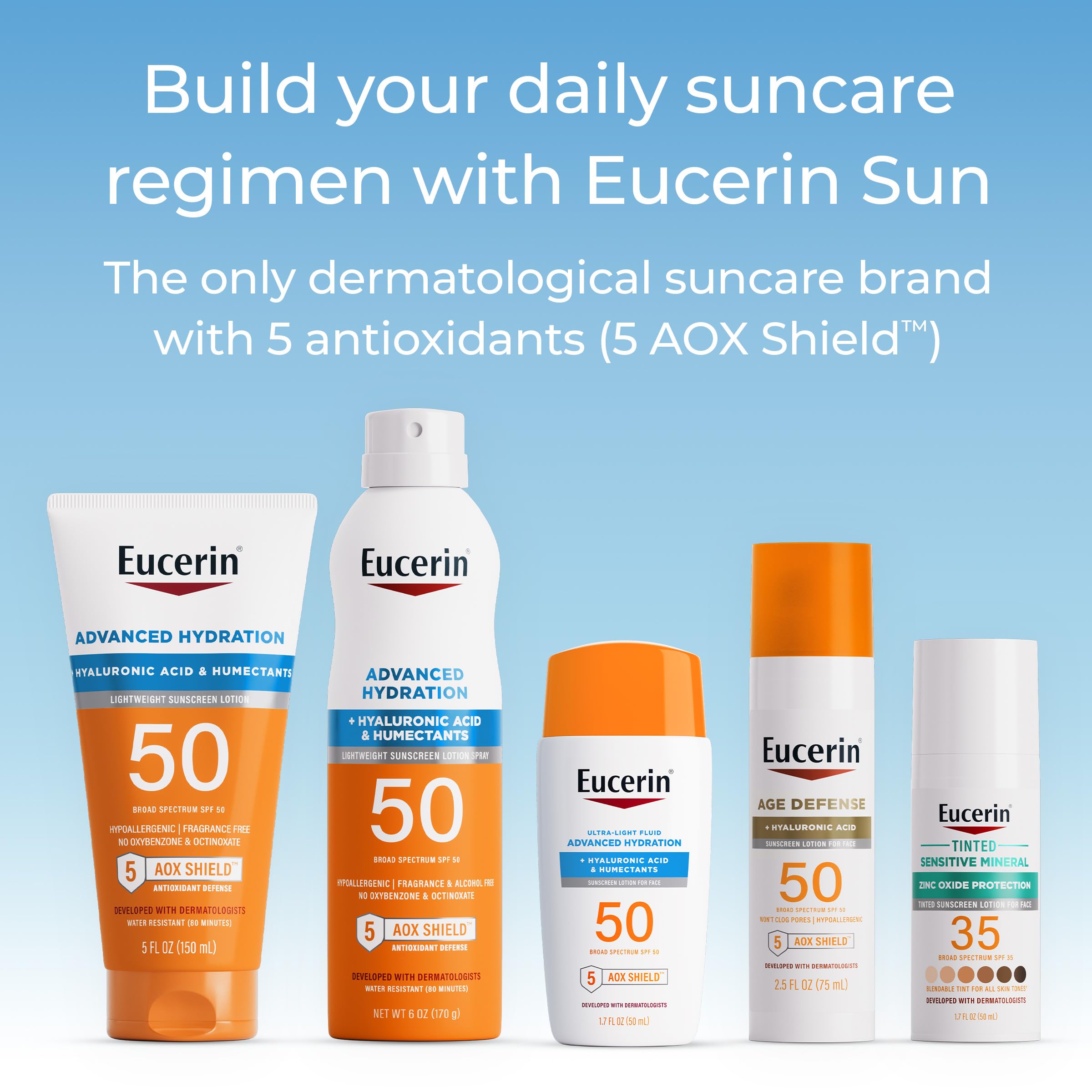 Eucerin Sun Tinted Age Defense Face Sunscreen Lotion SPF 50 with Hyaluronic Acid